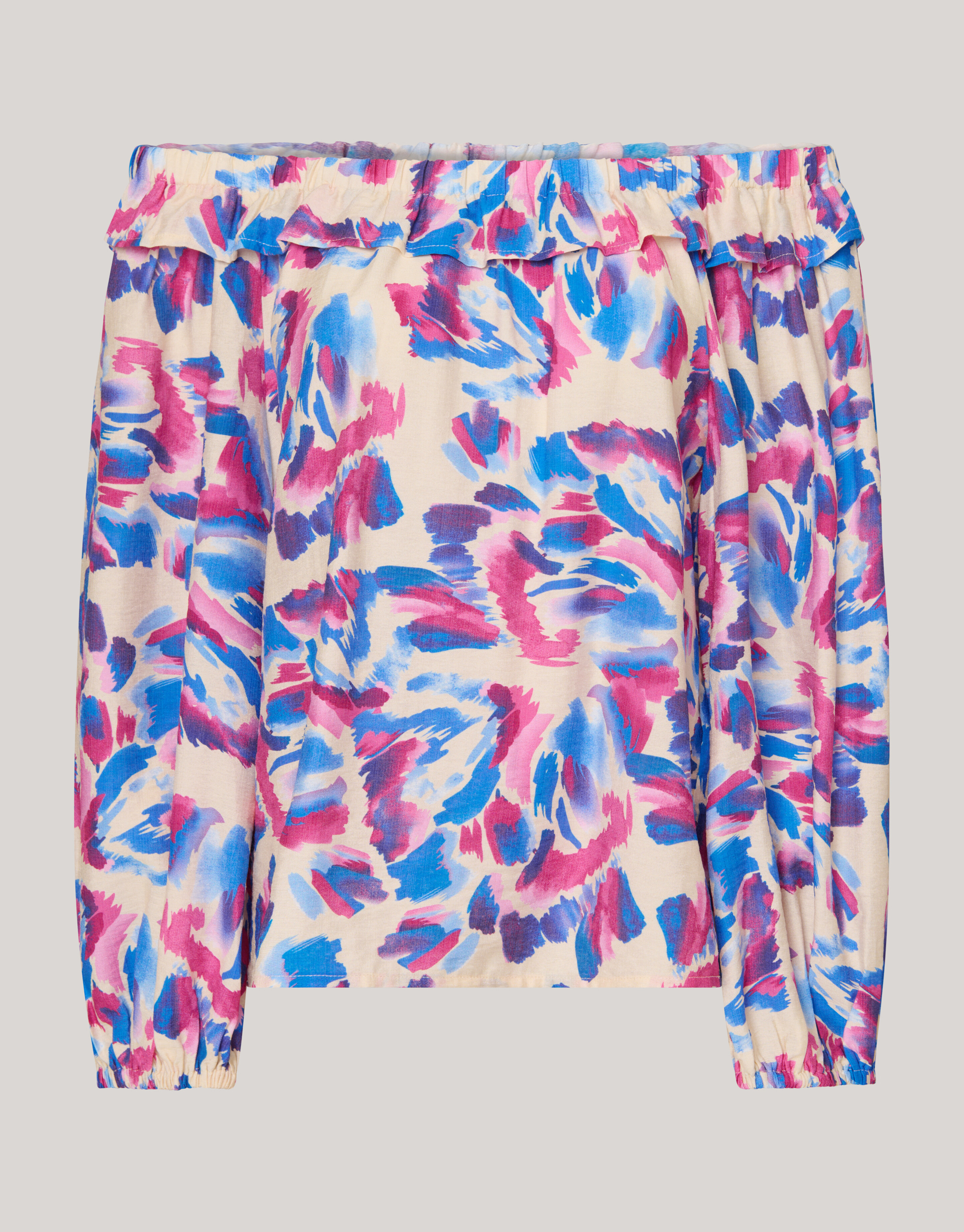 Printed Off Shoulder Top Gebroken Wit SHOEBY WOMEN