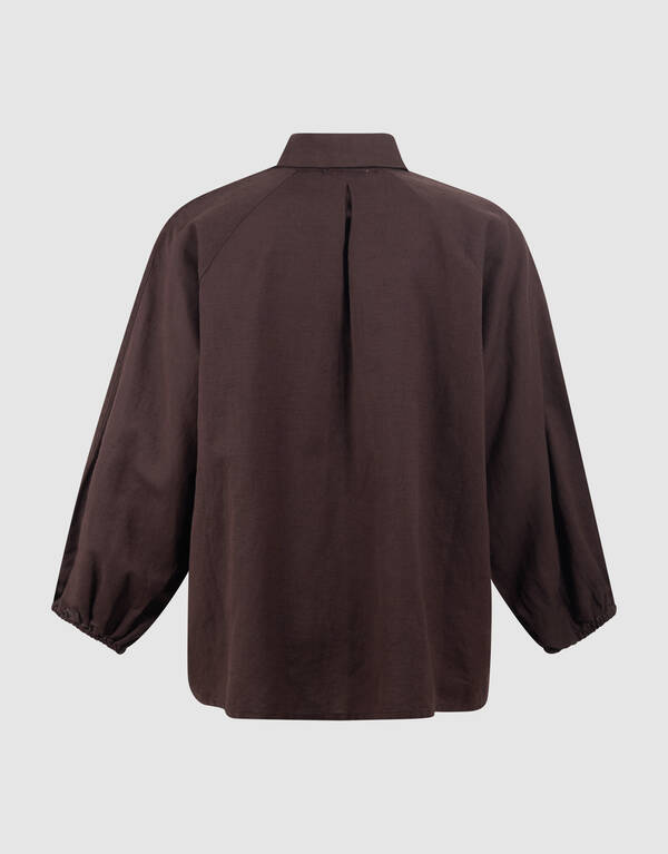 Pleated Embroidery Blouse Donkerbruin By Mieke SHOEBY WOMEN