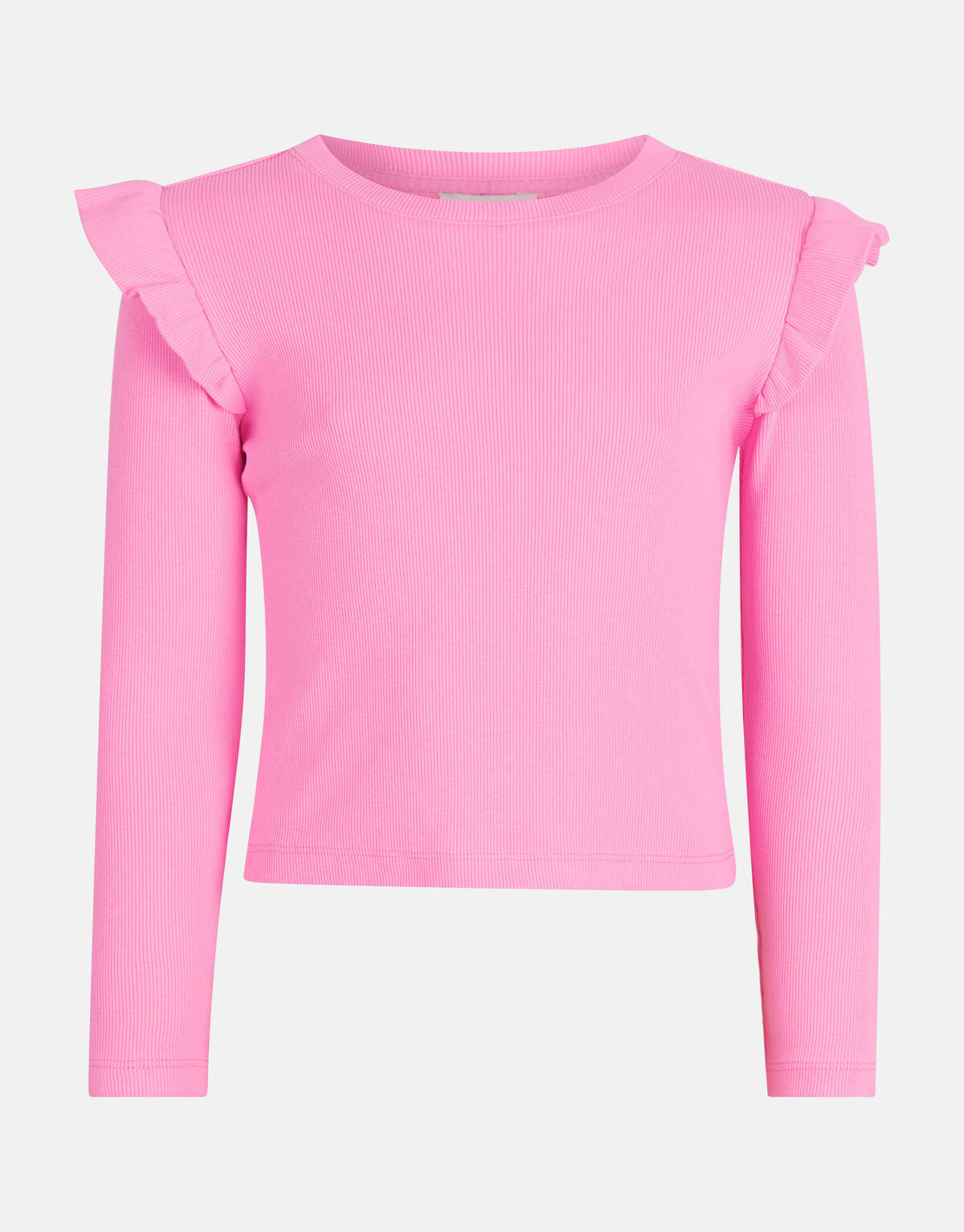 Rib Ruffle Longsleeve Roze SHOEBY GIRLS