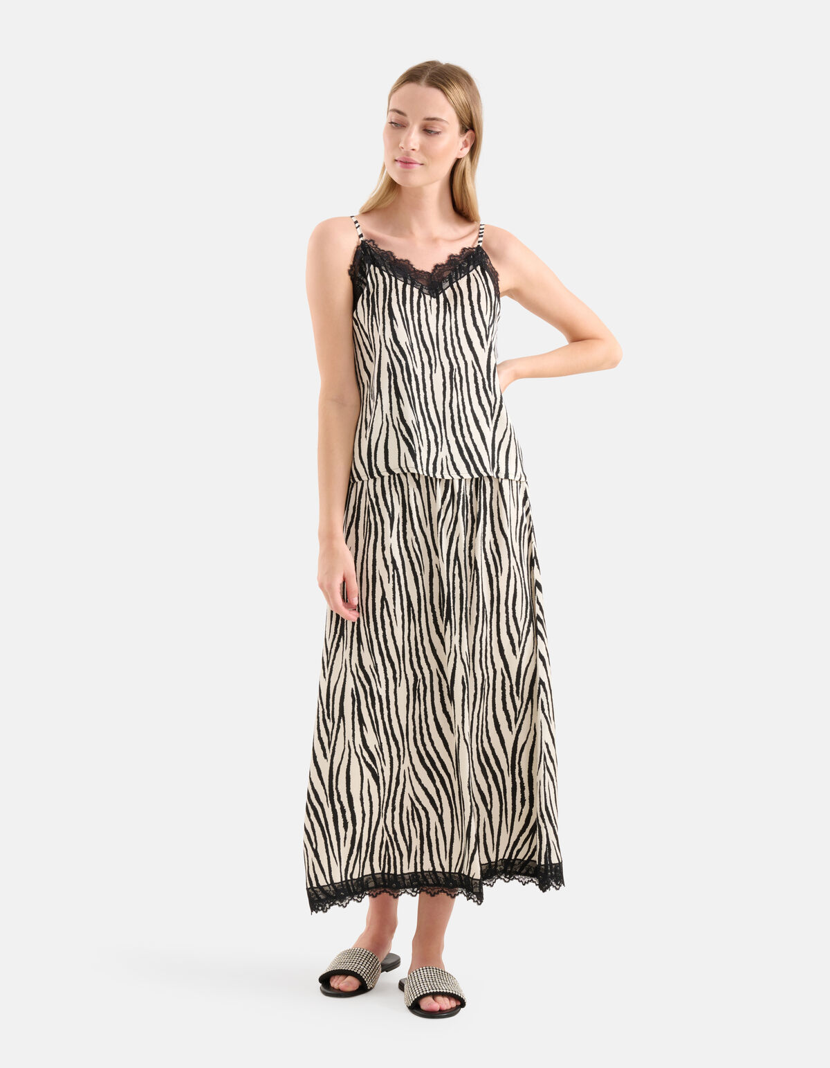 Zebra Printed Singlet Zwart/Wit SHOEBY WOMEN