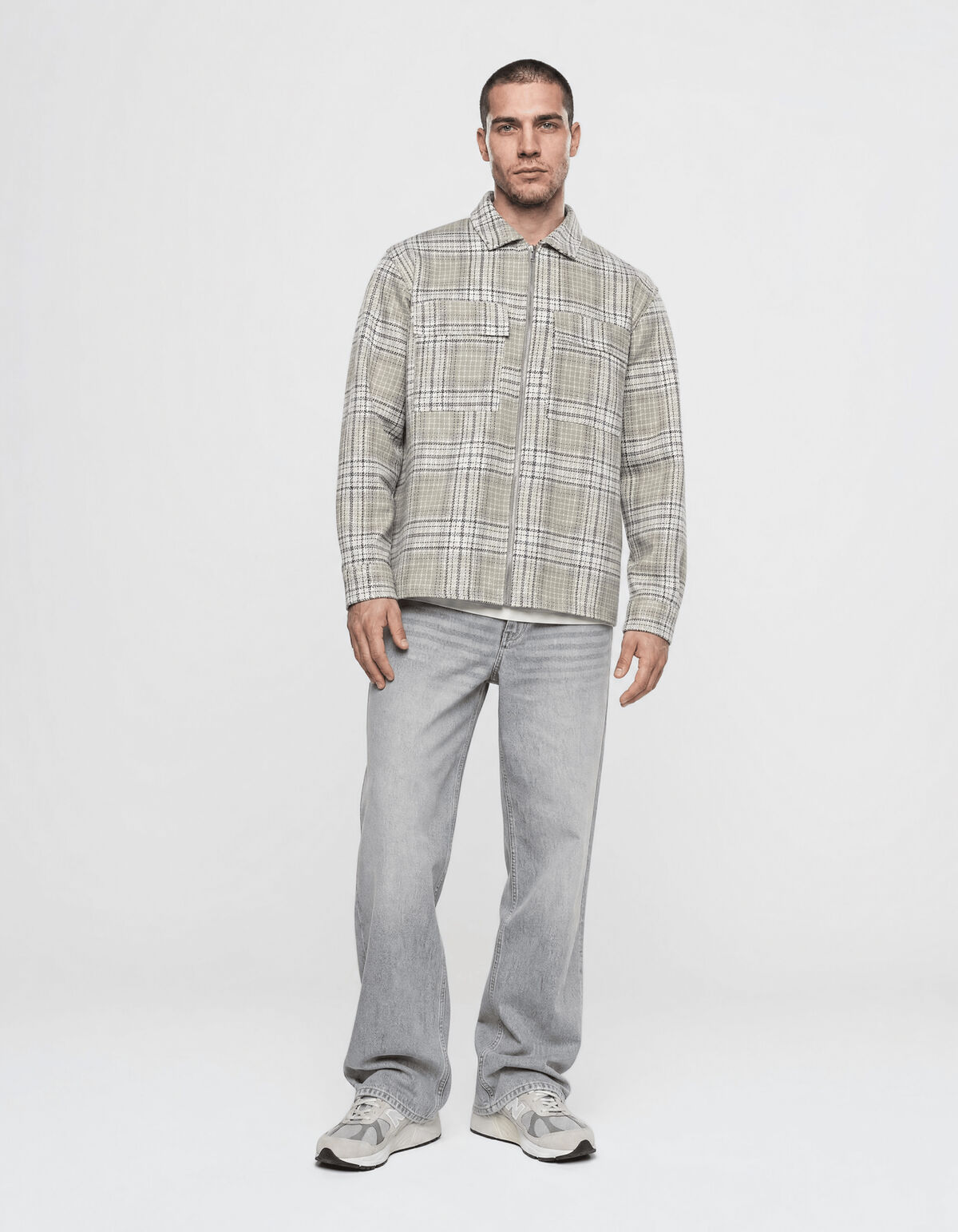 Relaxed Fit Check Overshirt Lichtgroen SHOEBY MEN