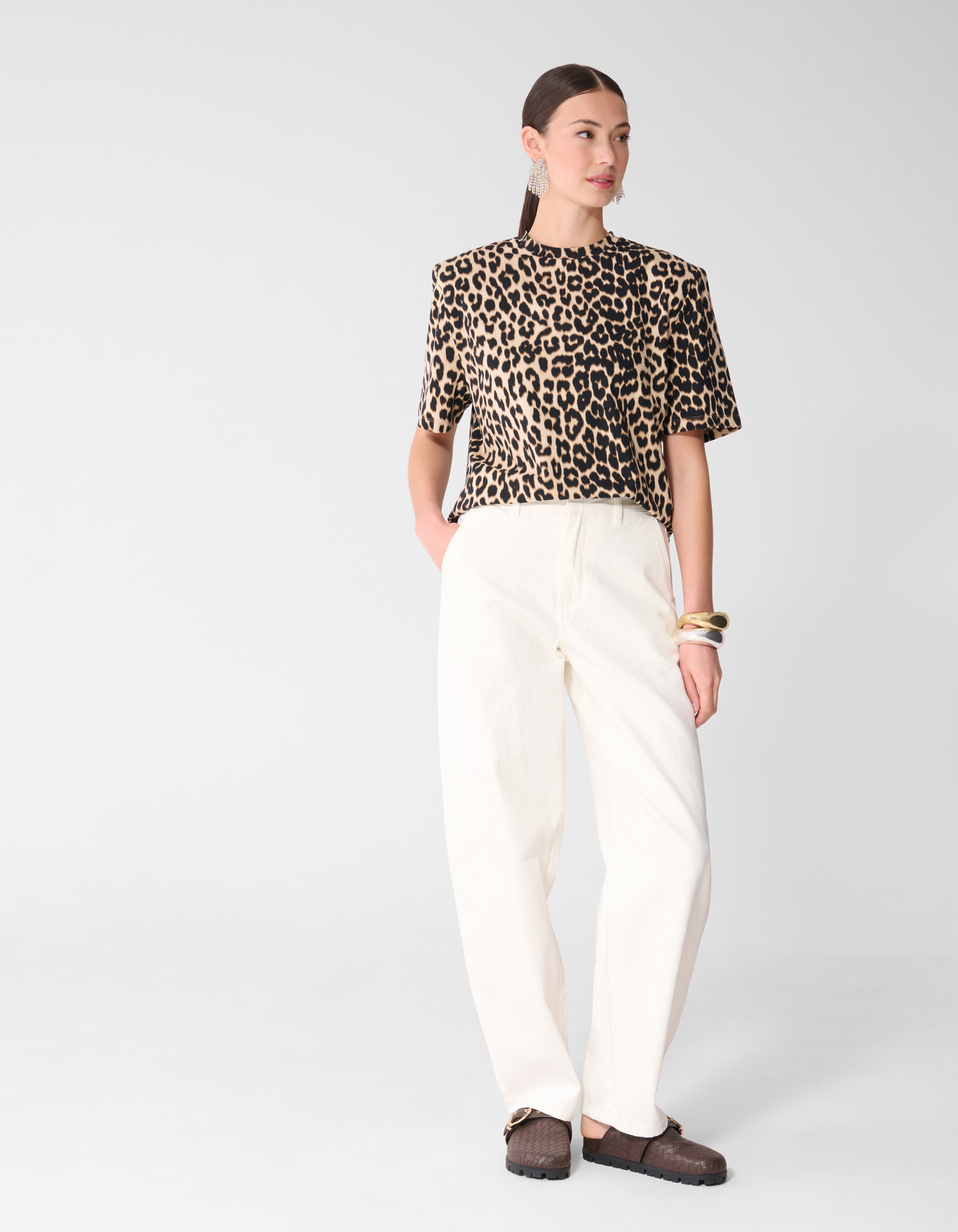 Leopard Padded T-shirt Bruin SHOEBY WOMEN