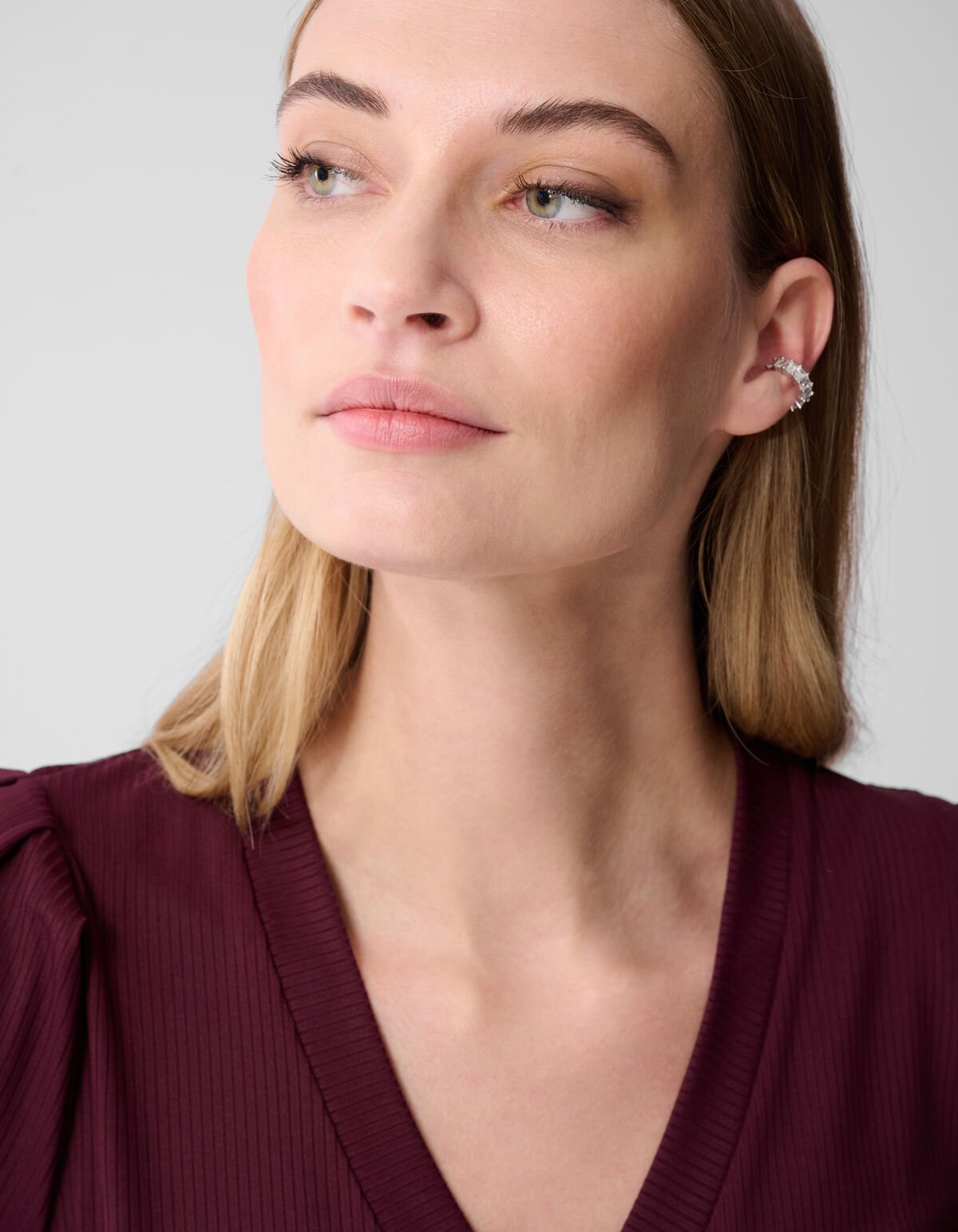 Rib Jersey Top Donkerrood SHOEBY WOMEN