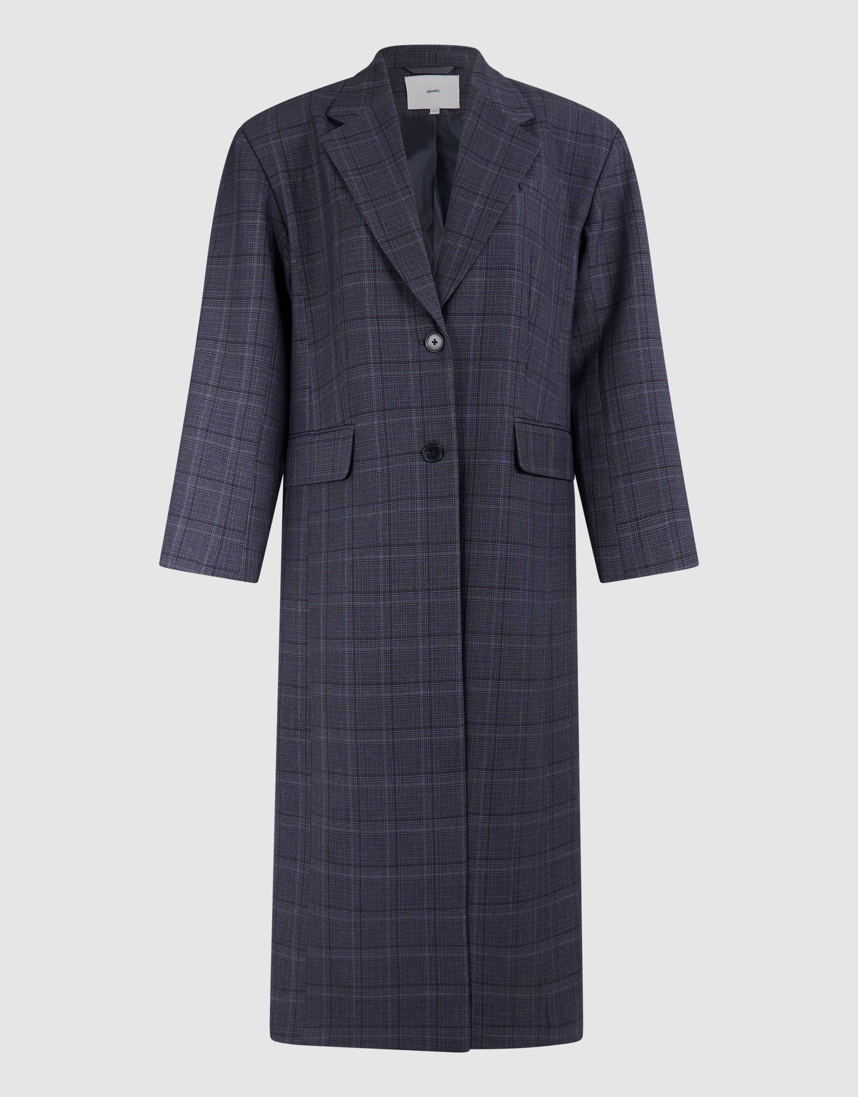 Midi Check Blazer Donkergrijs SHOEBY WOMEN