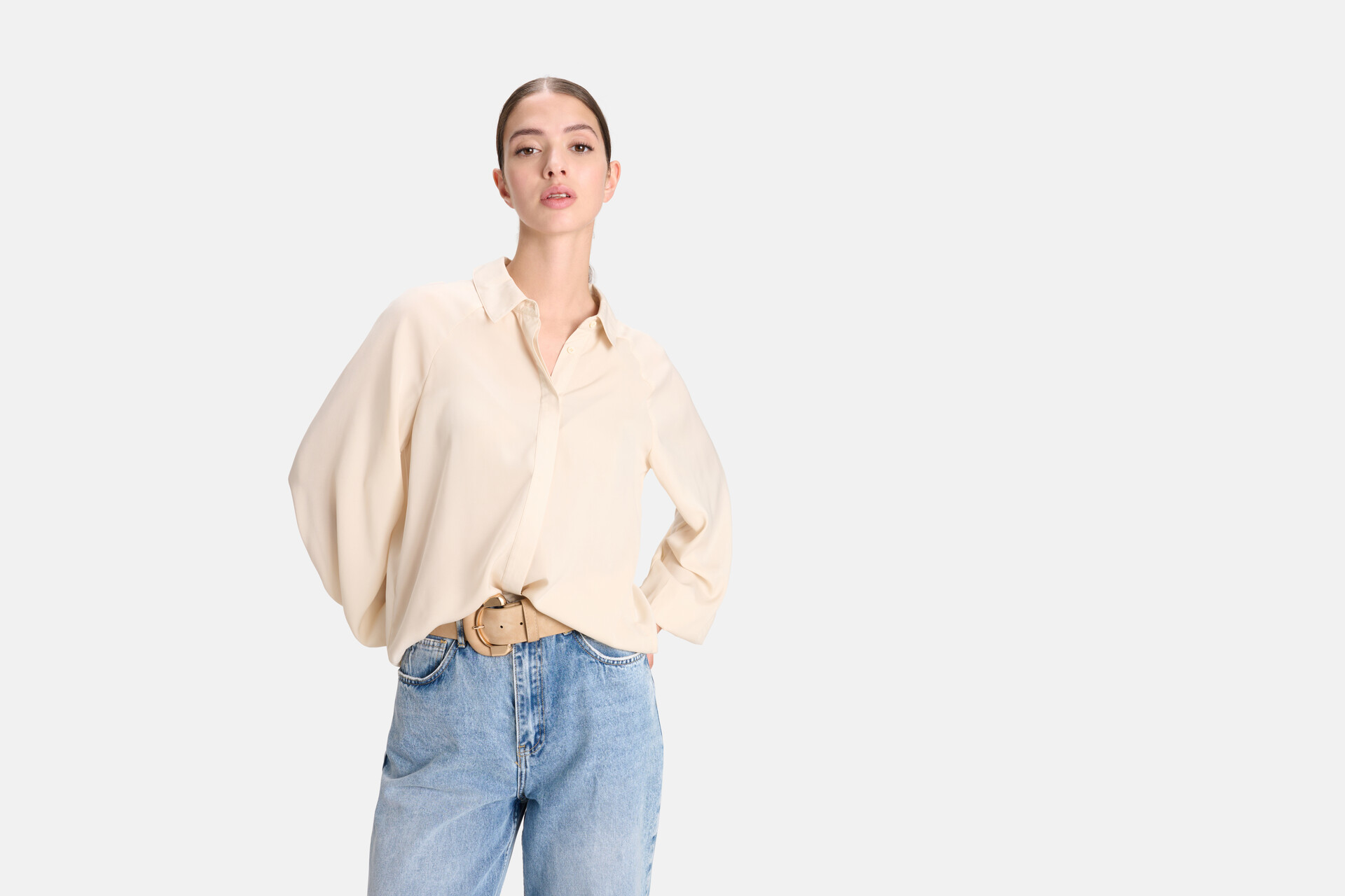 Soepelvallende Blouse Gebroken Wit SHOEBY WOMEN