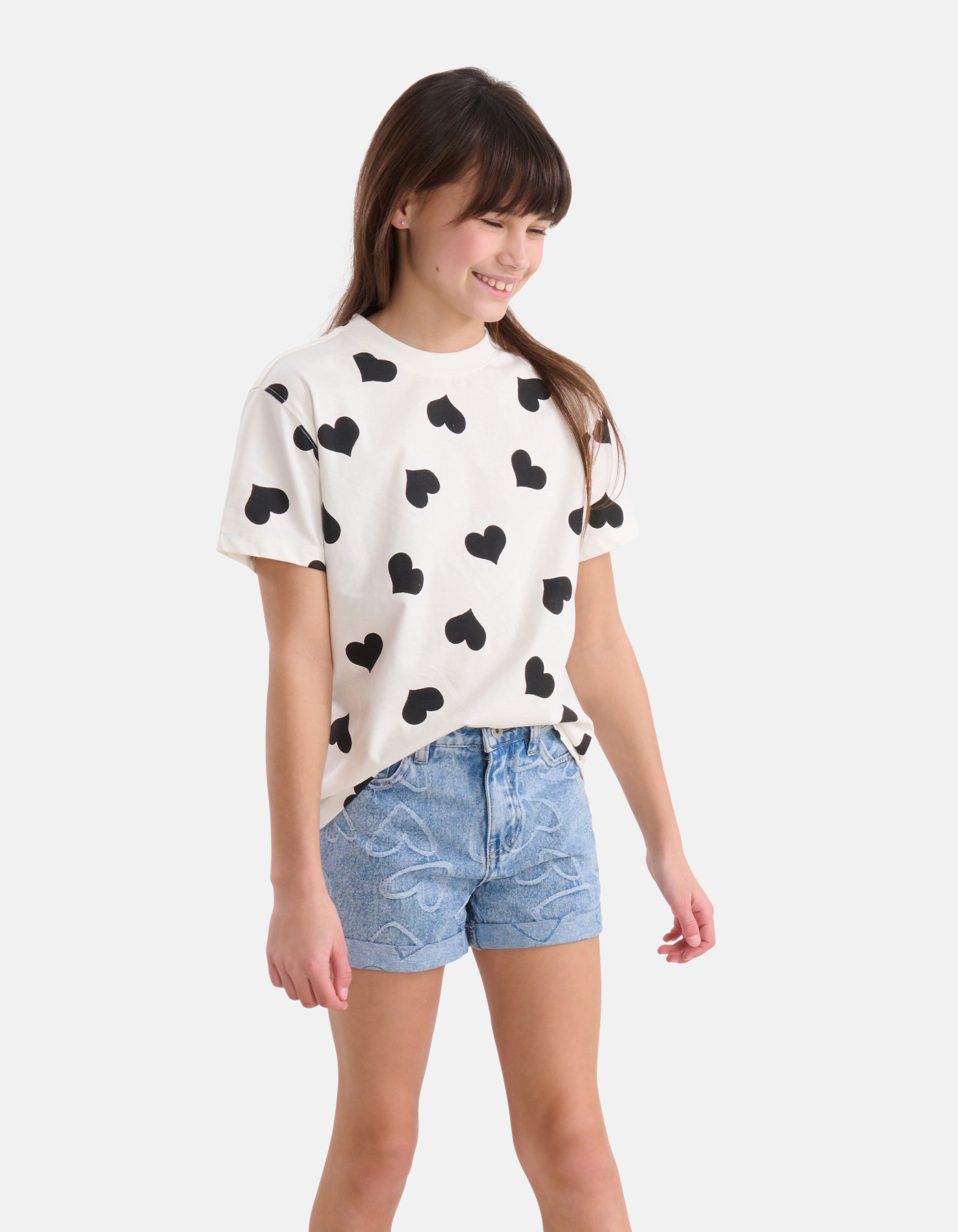 Heart Denim Short Mediumstone SHOEBY GIRLS