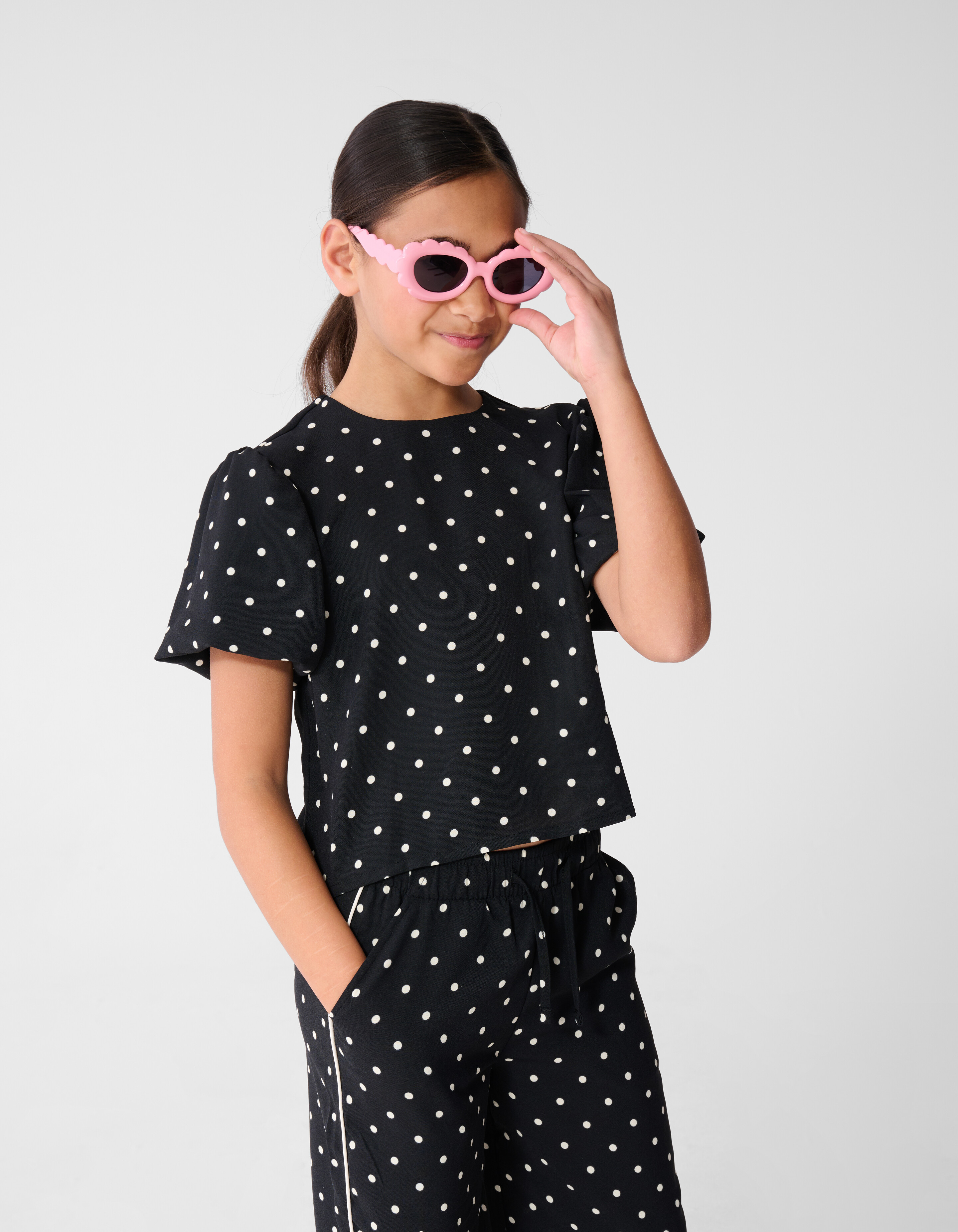 Twist Polkadot Top Zwart SHOEBY GIRLS