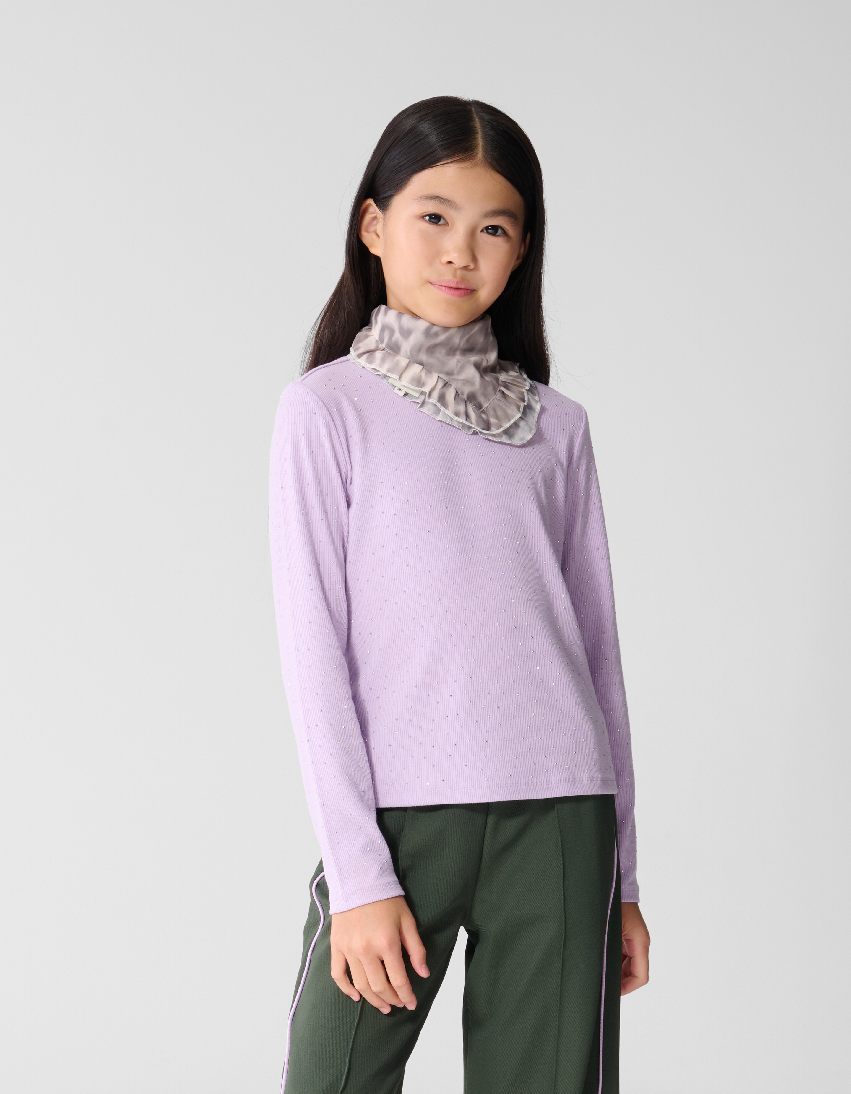 Strass Rib Longsleeve Top Lichtpaars SHOEBY GIRLS