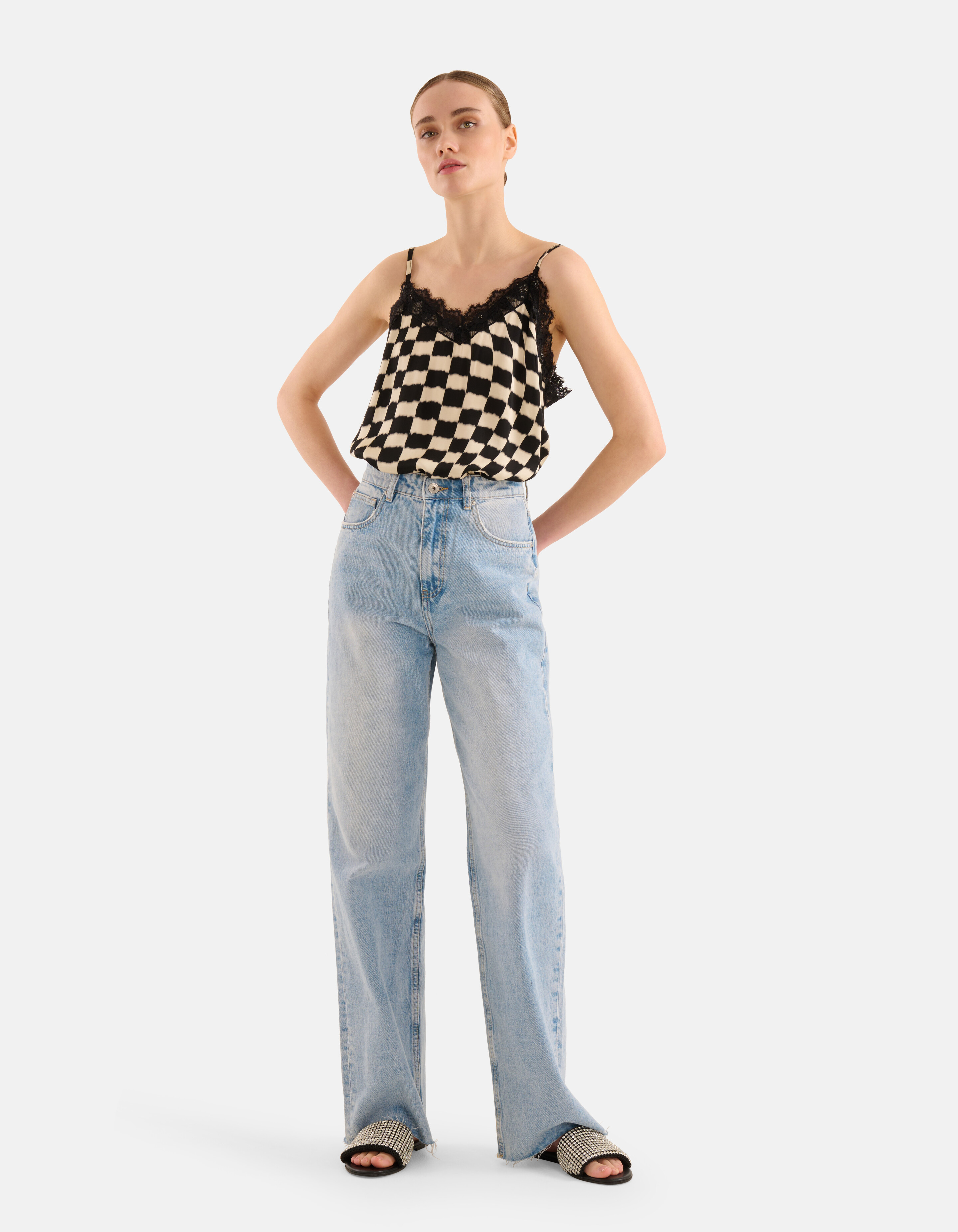 Printed Singlet Zwart/Gebroken Wit SHOEBY WOMEN