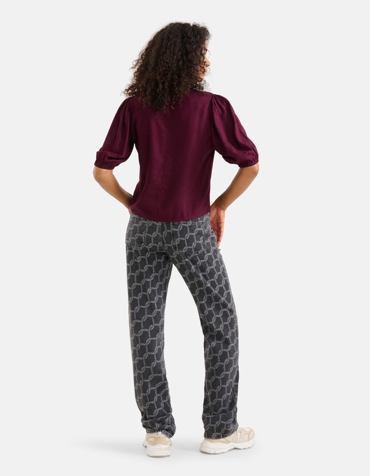 Structuur V-Hals Top Bordeaux SHOEBY WOMEN