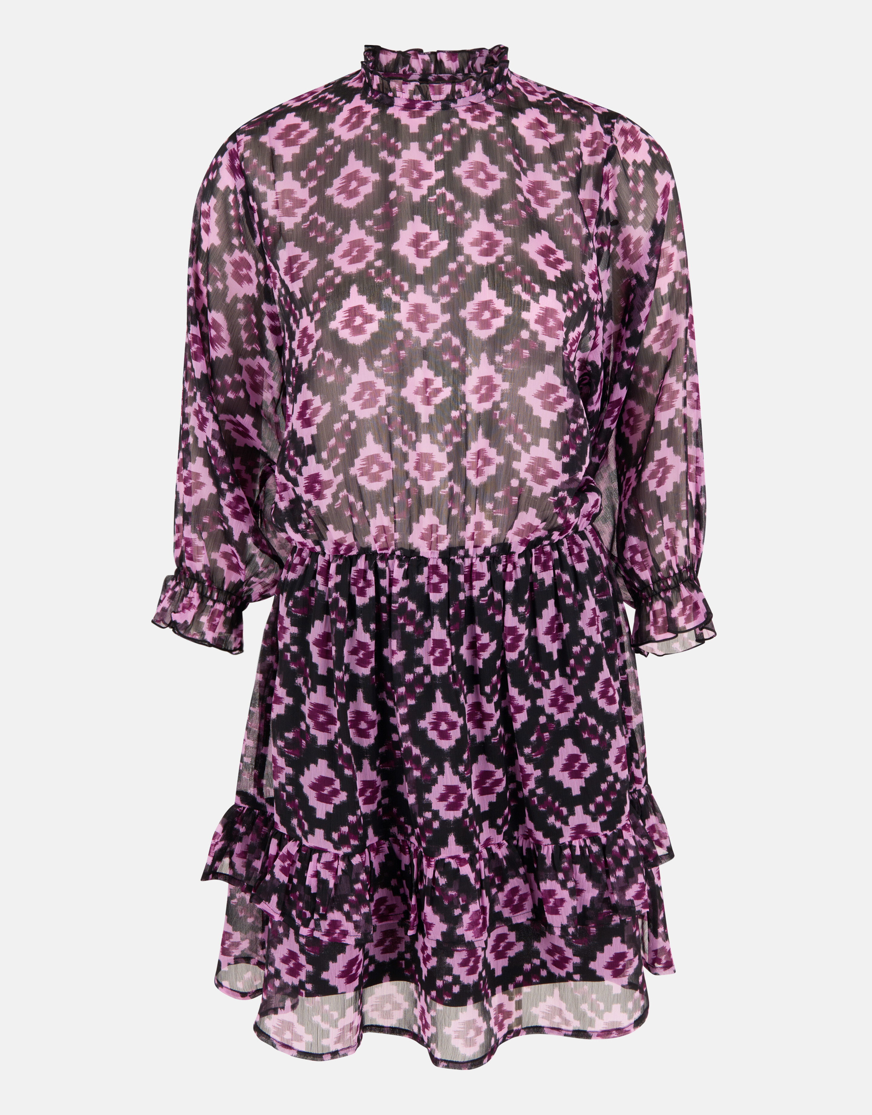 Printed Chiffon Jurk Zwart/Paars SHOEBY WOMEN