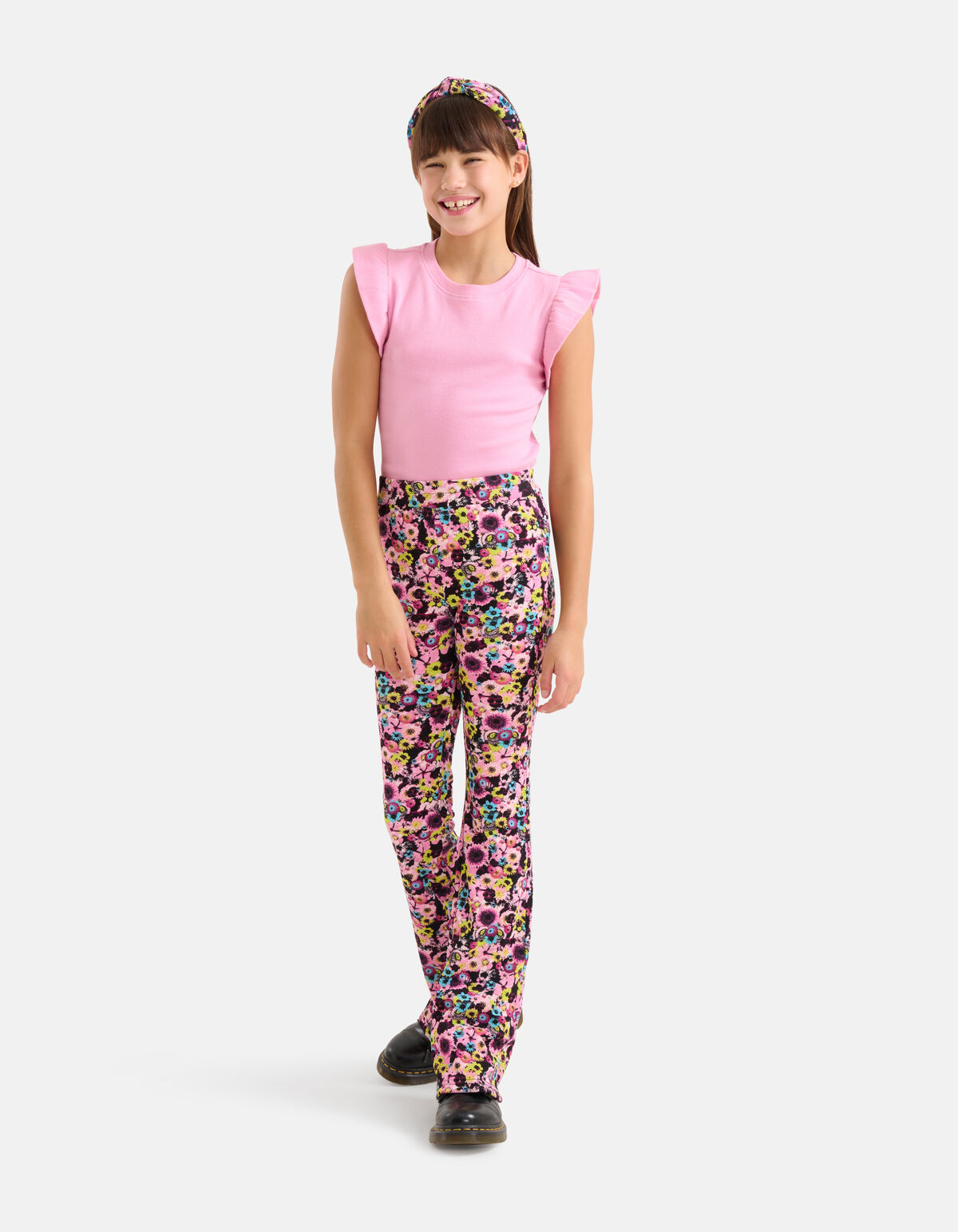 Ruffle Rib Top Roze SHOEBY GIRLS