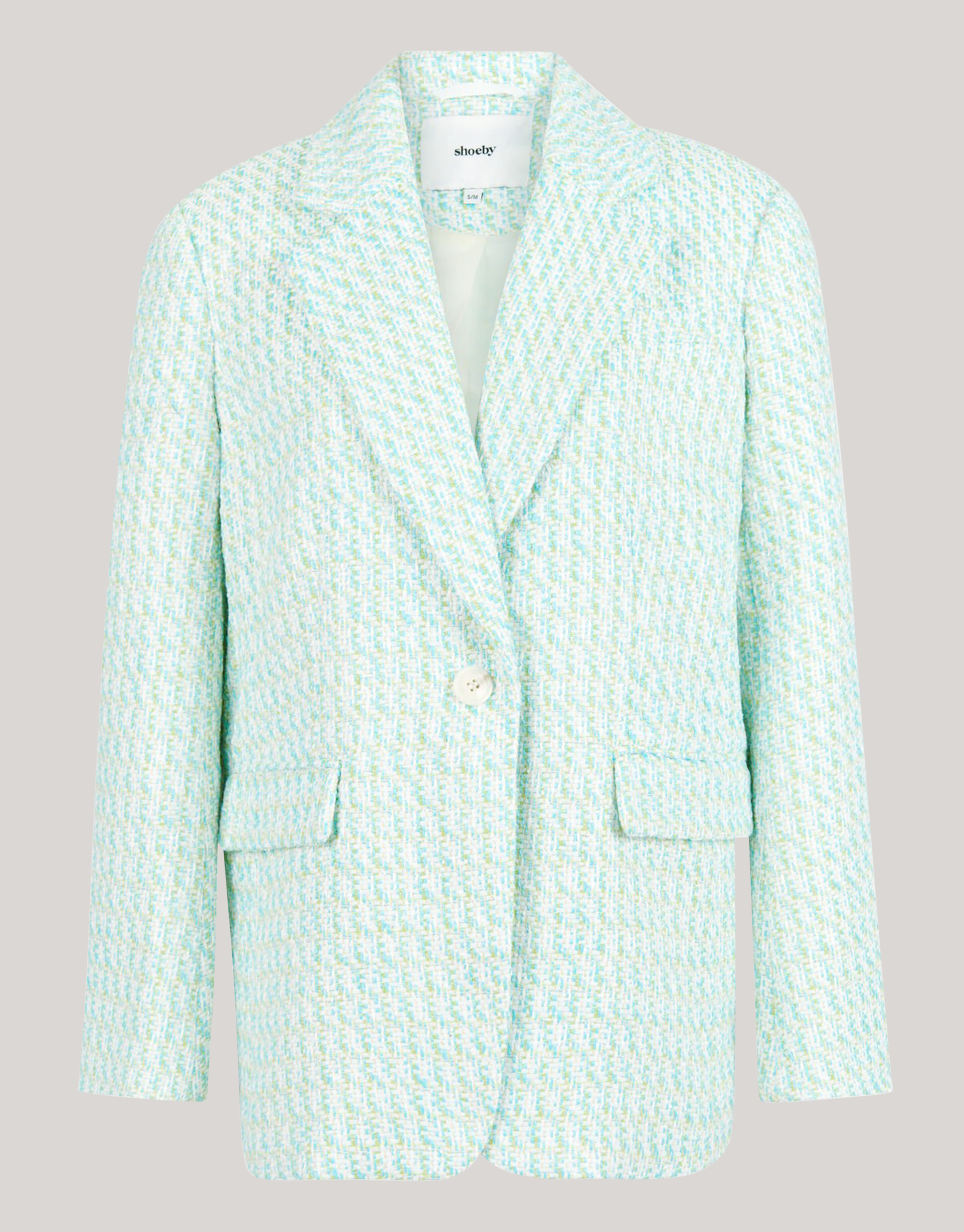 Oversized Tweed Blazer Blauw SHOEBY WOMEN