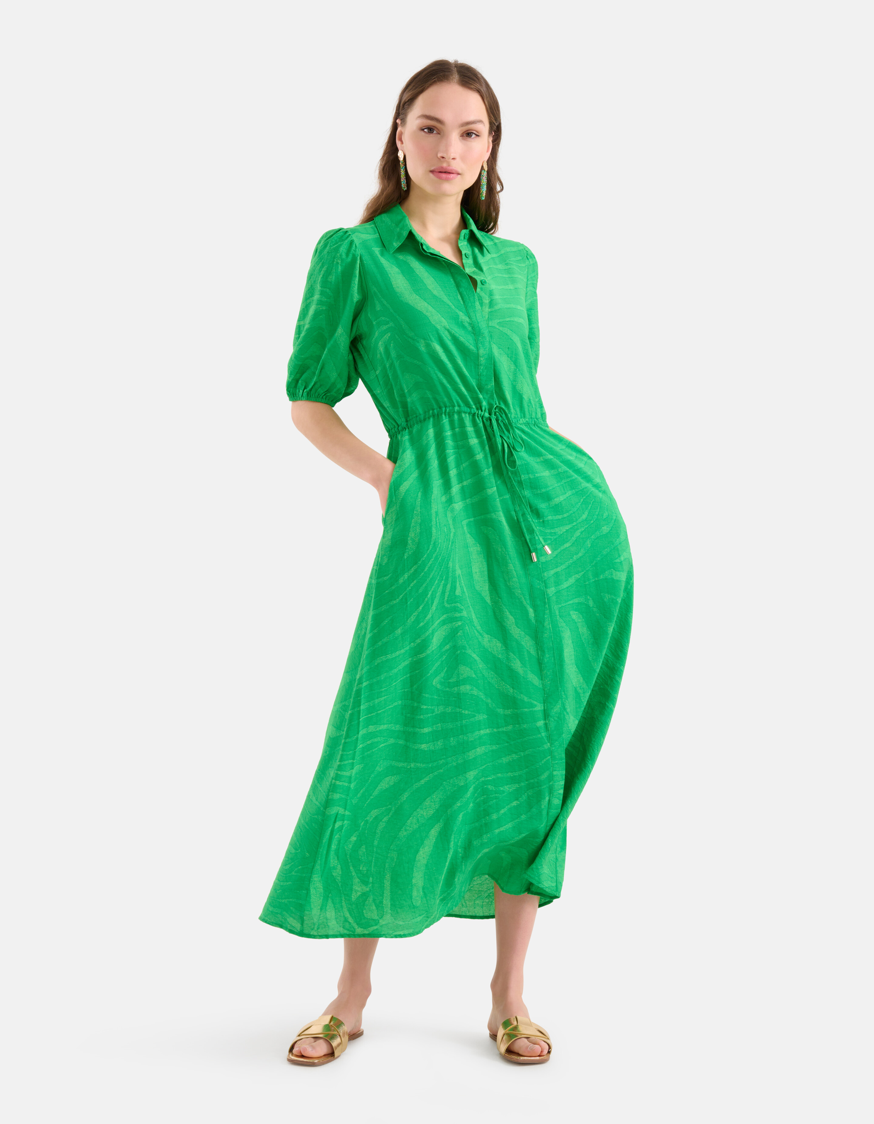 Zebra Print Maxi jurk Groen SHOEBY WOMEN