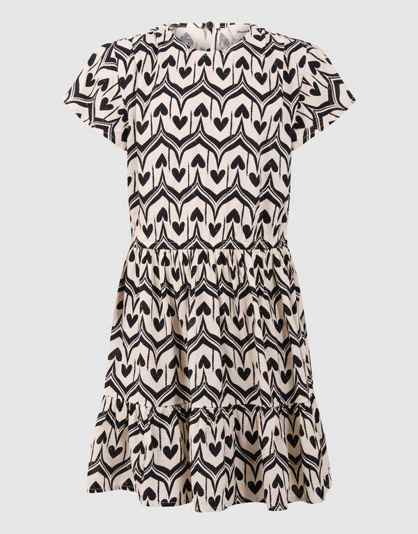 Heart Print Mini Jurk Zwart SHOEBY GIRLS