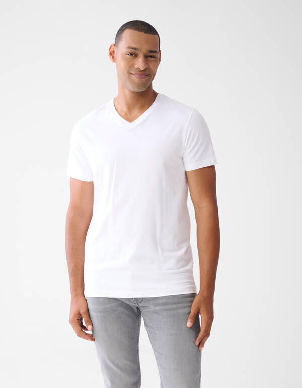 Basis V-hals T-shirt Wit SHOEBY MEN