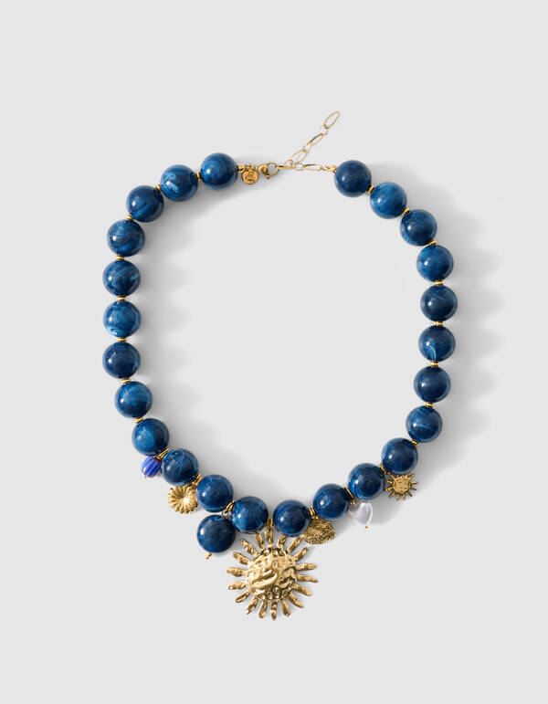 Beaded Charm Ketting Donkerblauw SHOEBY ACCESSOIRES
