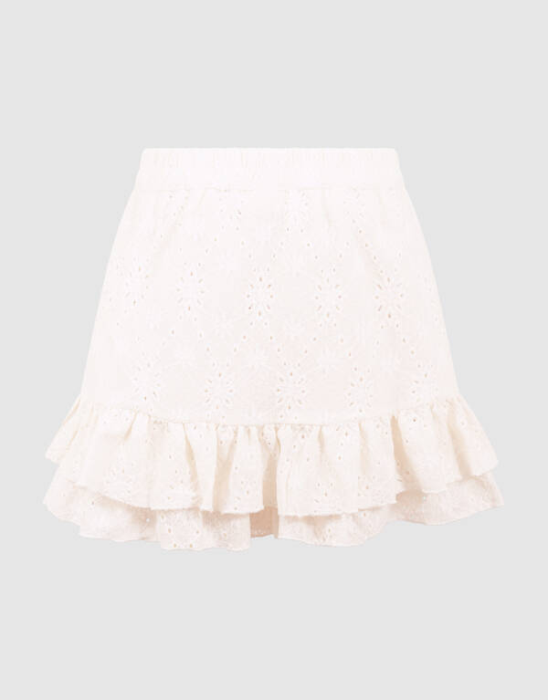 Embroidery Ruffle Skort Wit SHOEBY GIRLS