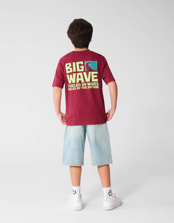 Big Wave Artwork T-shirt Donkerrood SHOEBY BOYS