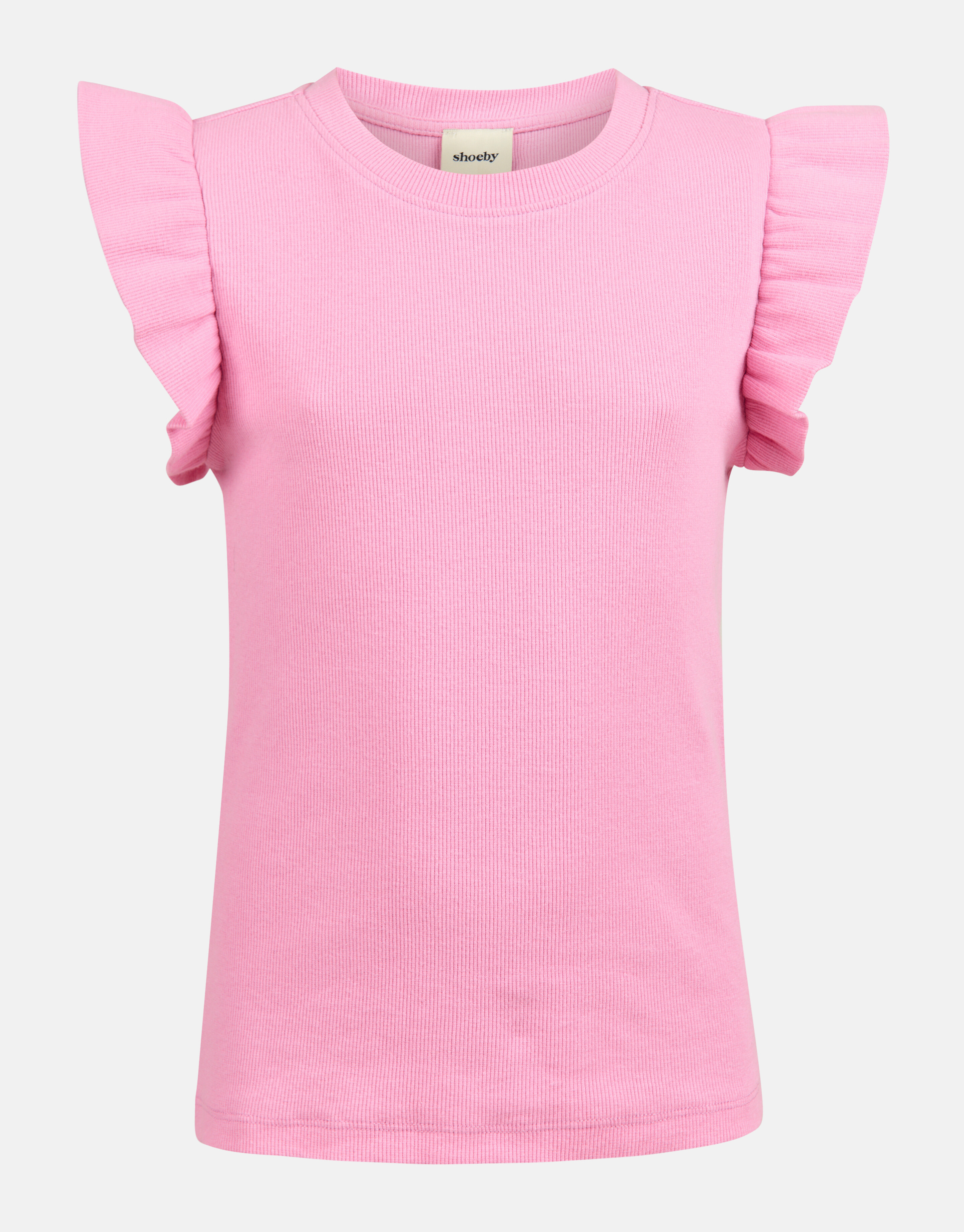 Ruffle Rib Top Roze SHOEBY GIRLS