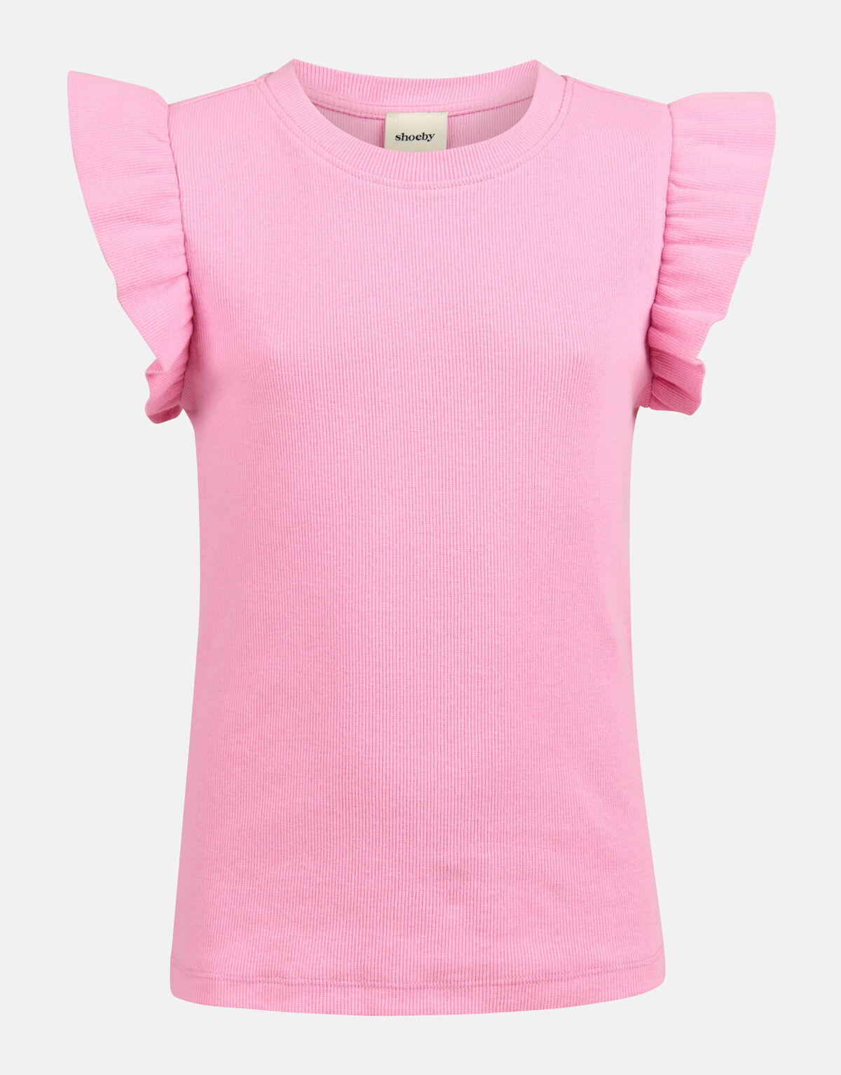 Ruffle Rib Top Roze SHOEBY GIRLS