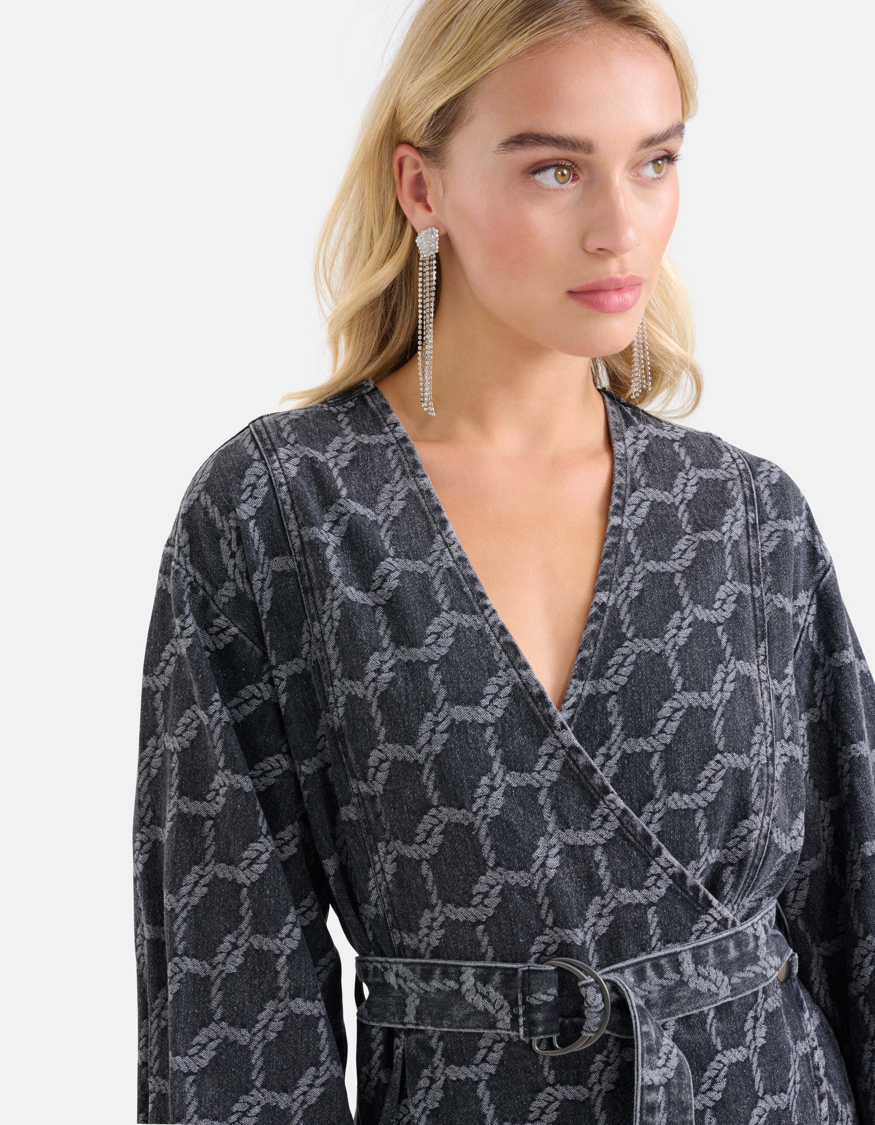 Jacquard Denim Jurk Zwart SHOEBY WOMEN