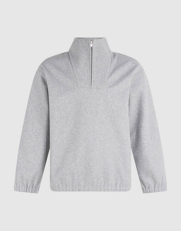 Zip High Neck Sweater Lichtgrijs SHOEBY MEN