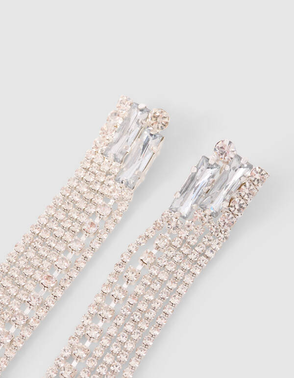Long Strass Oorbellen Zilver SHOEBY ACCESSOIRES