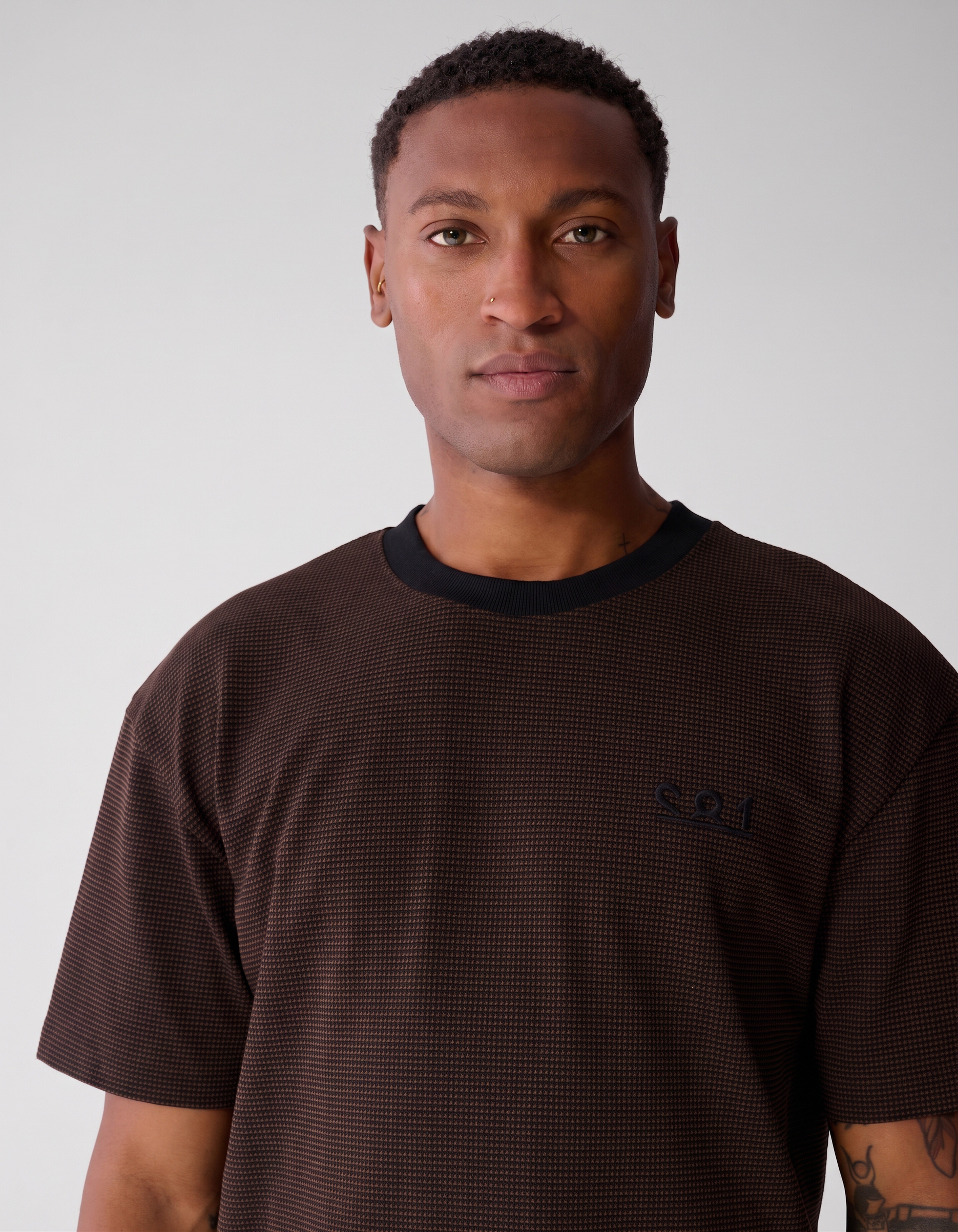 Honeycomb T-shirt Donkerbruin SHOEBY MEN