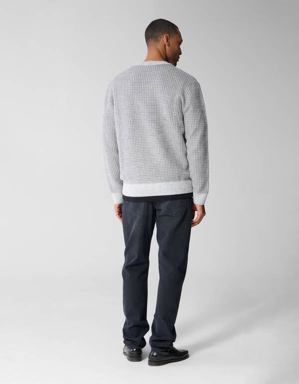 Waffle Crewneck Trui Lichtgrijs SHOEBY MEN
