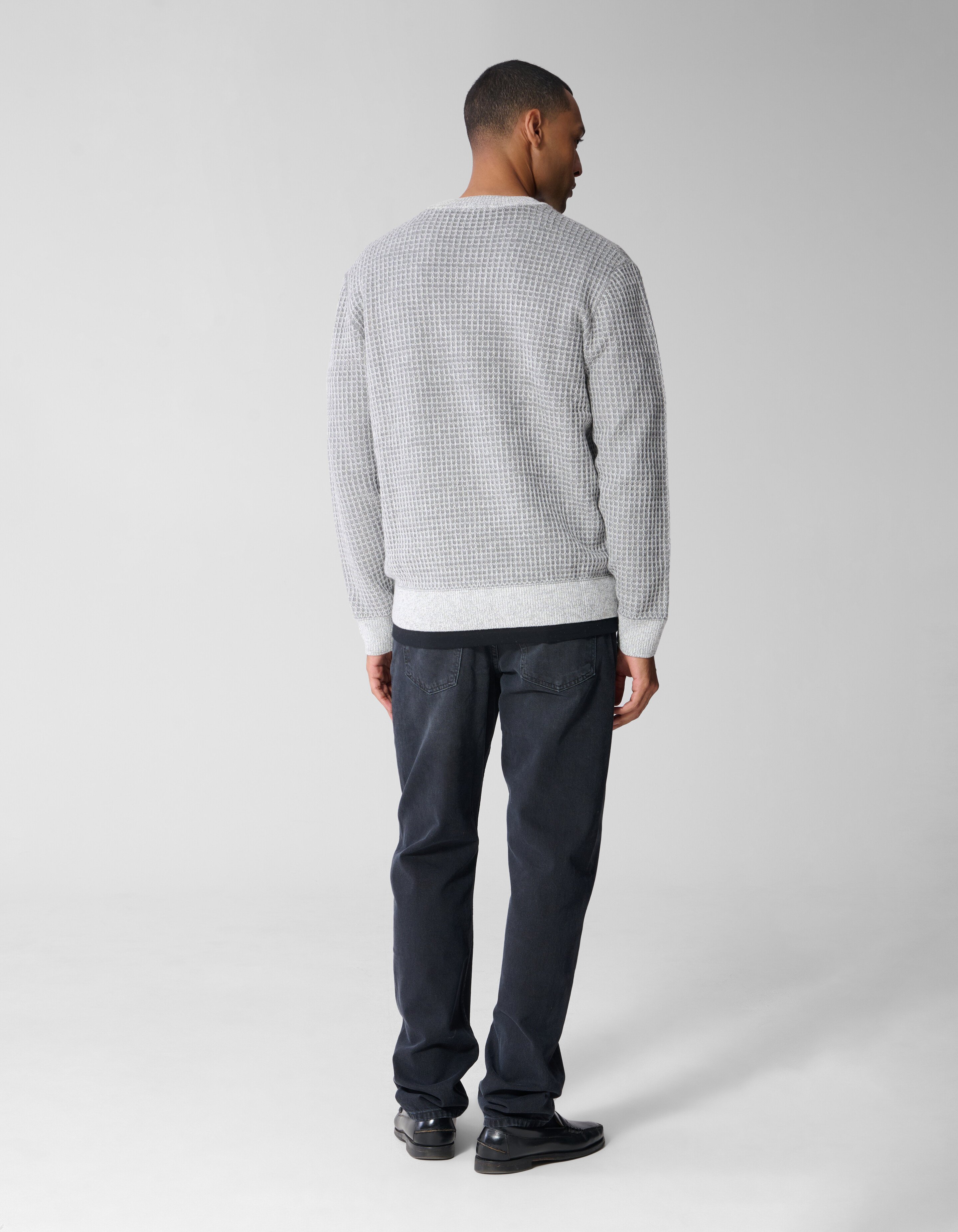 Waffle Crewneck Trui Lichtgrijs SHOEBY MEN