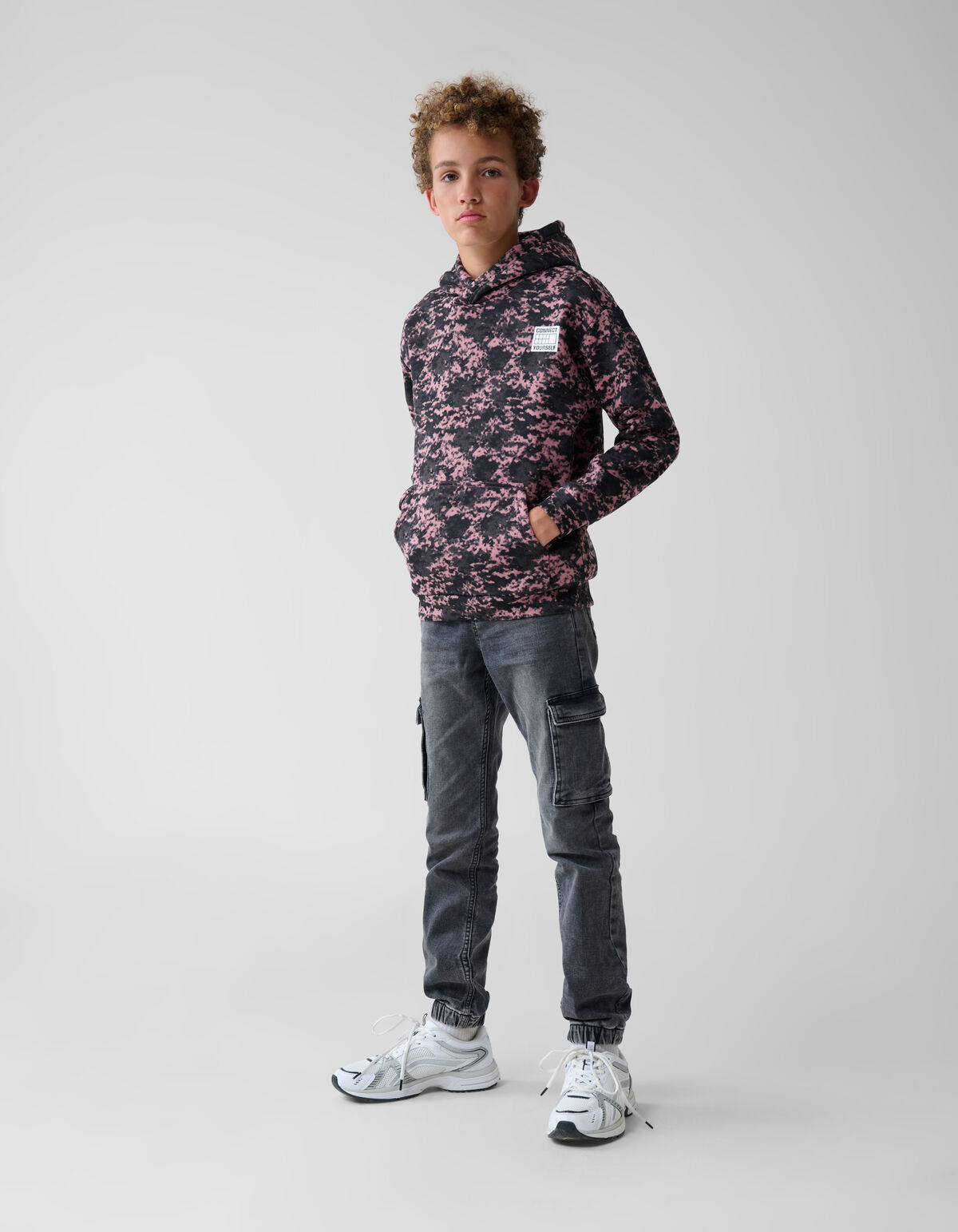 Printed Hoodie Donkerroze SHOEBY BOYS