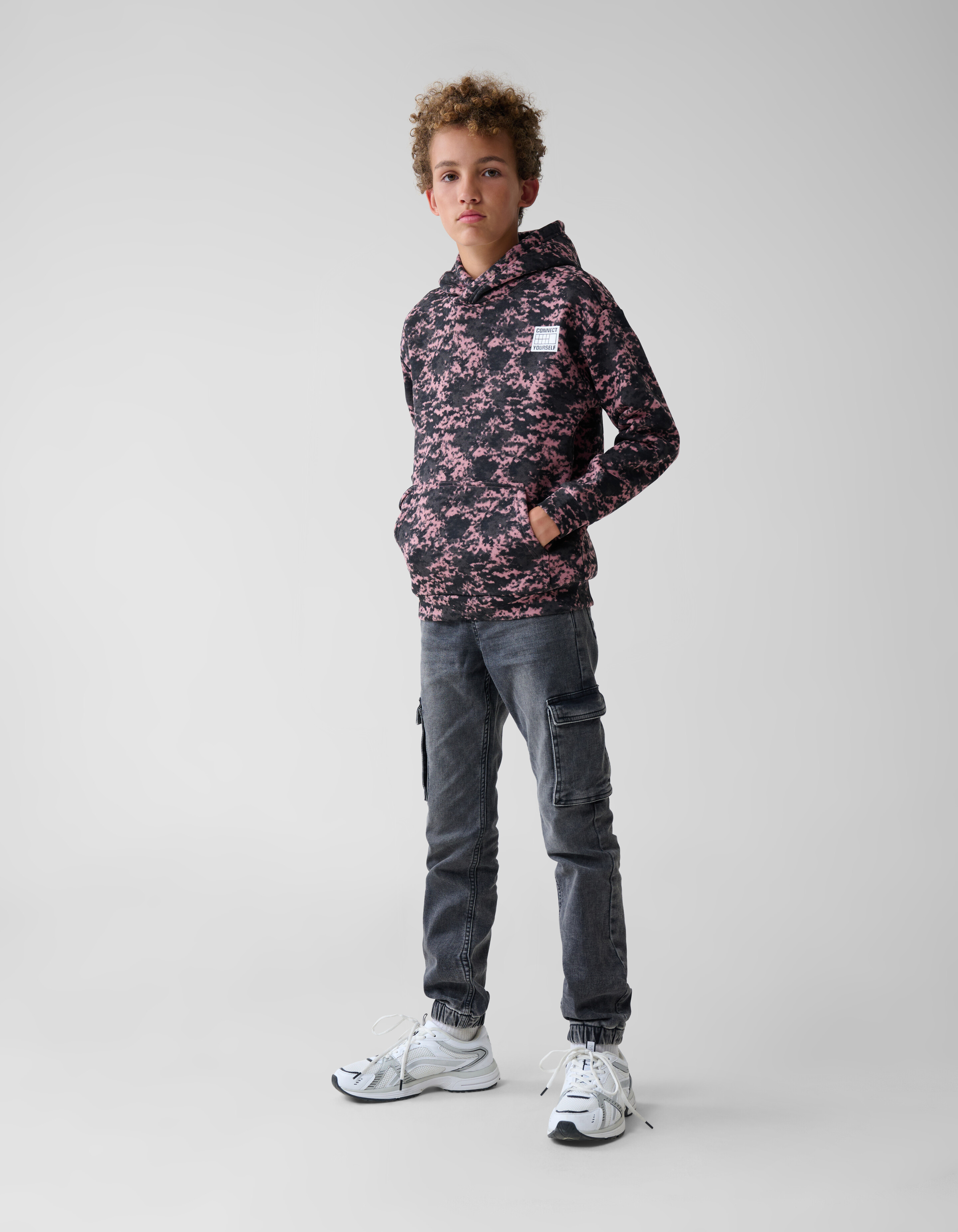 Printed Hoodie Donkerroze SHOEBY BOYS