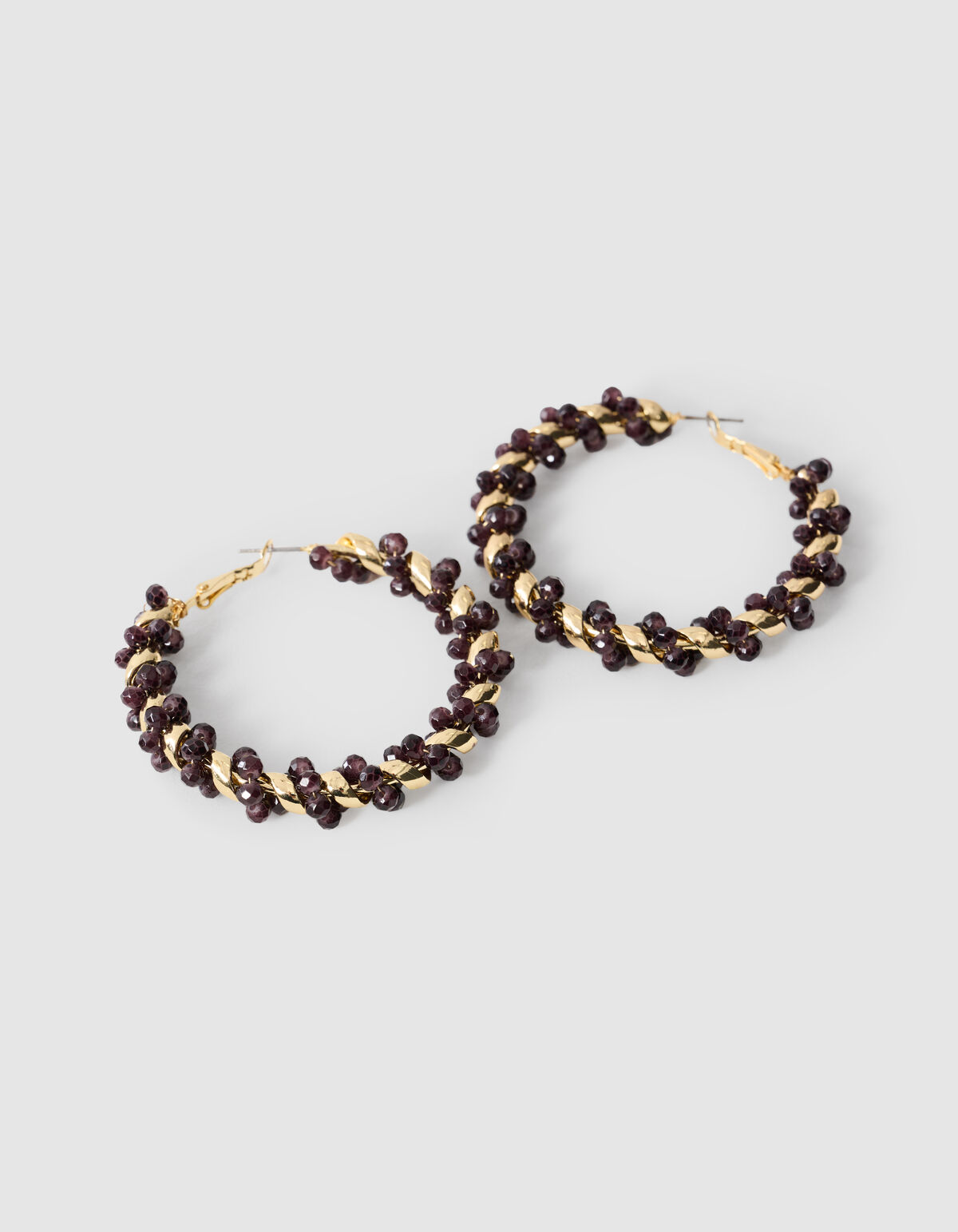 Twisted Beaded Hoop Oorbellen Donkerpaars SHOEBY ACCESSOIRES