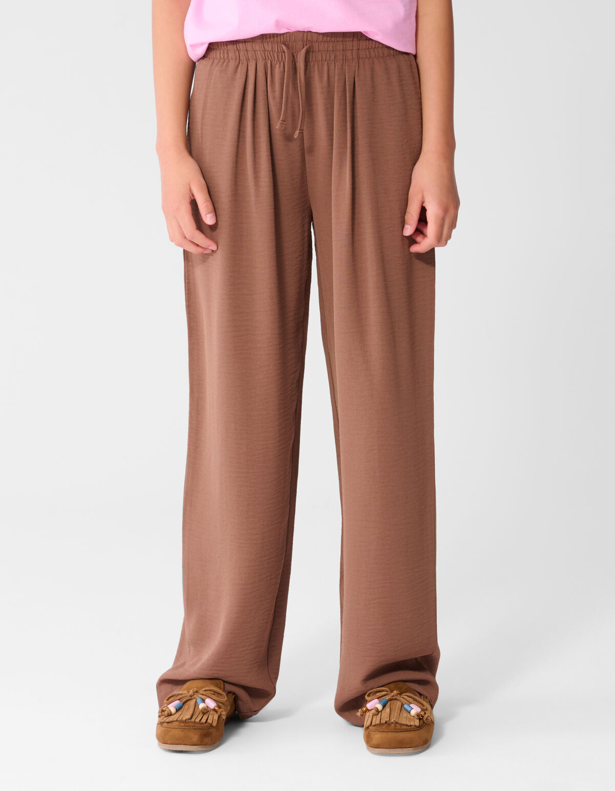 Twist Wide Leg Broek Bruin SHOEBY GIRLS