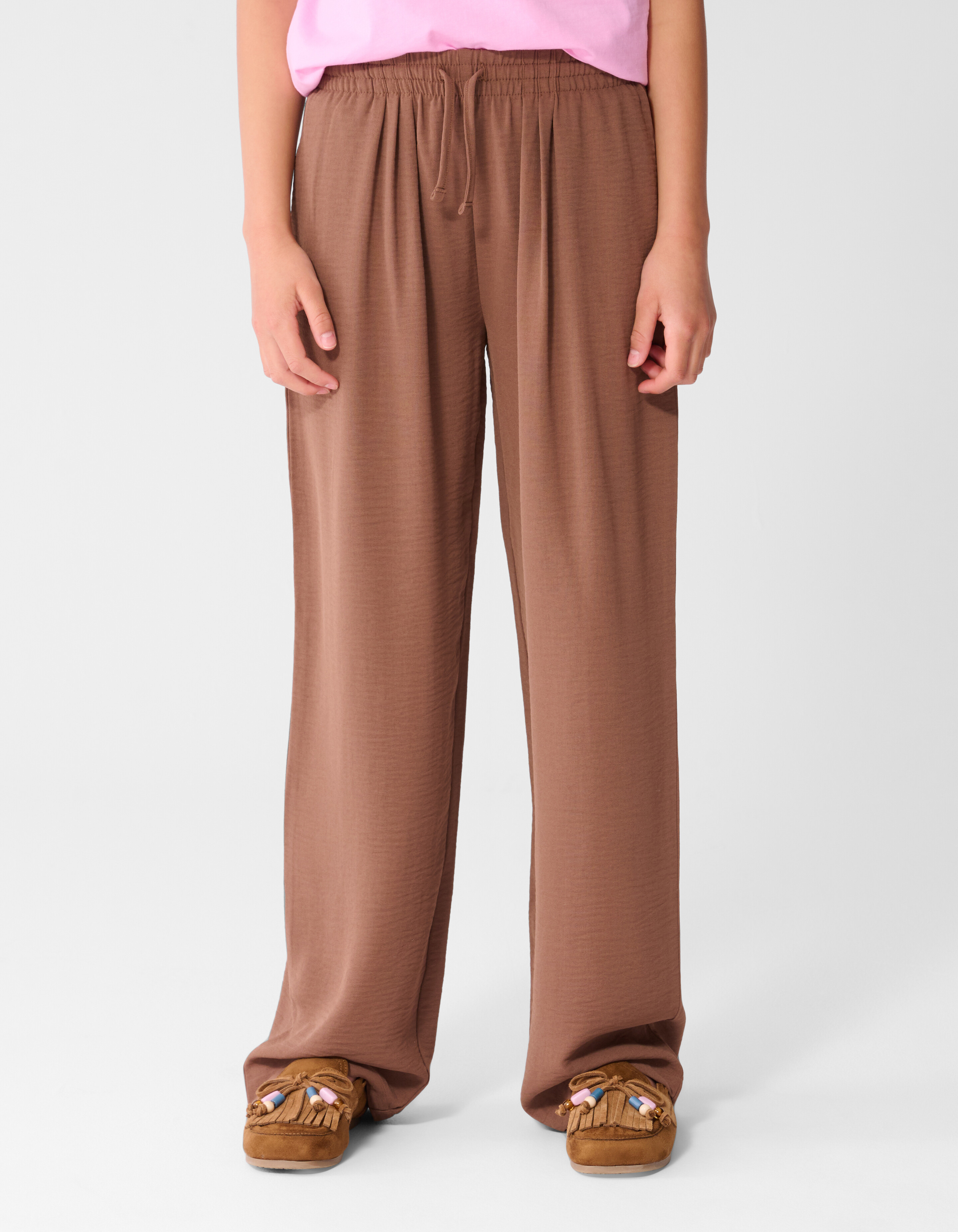 Twist Wide Leg Broek Bruin SHOEBY GIRLS
