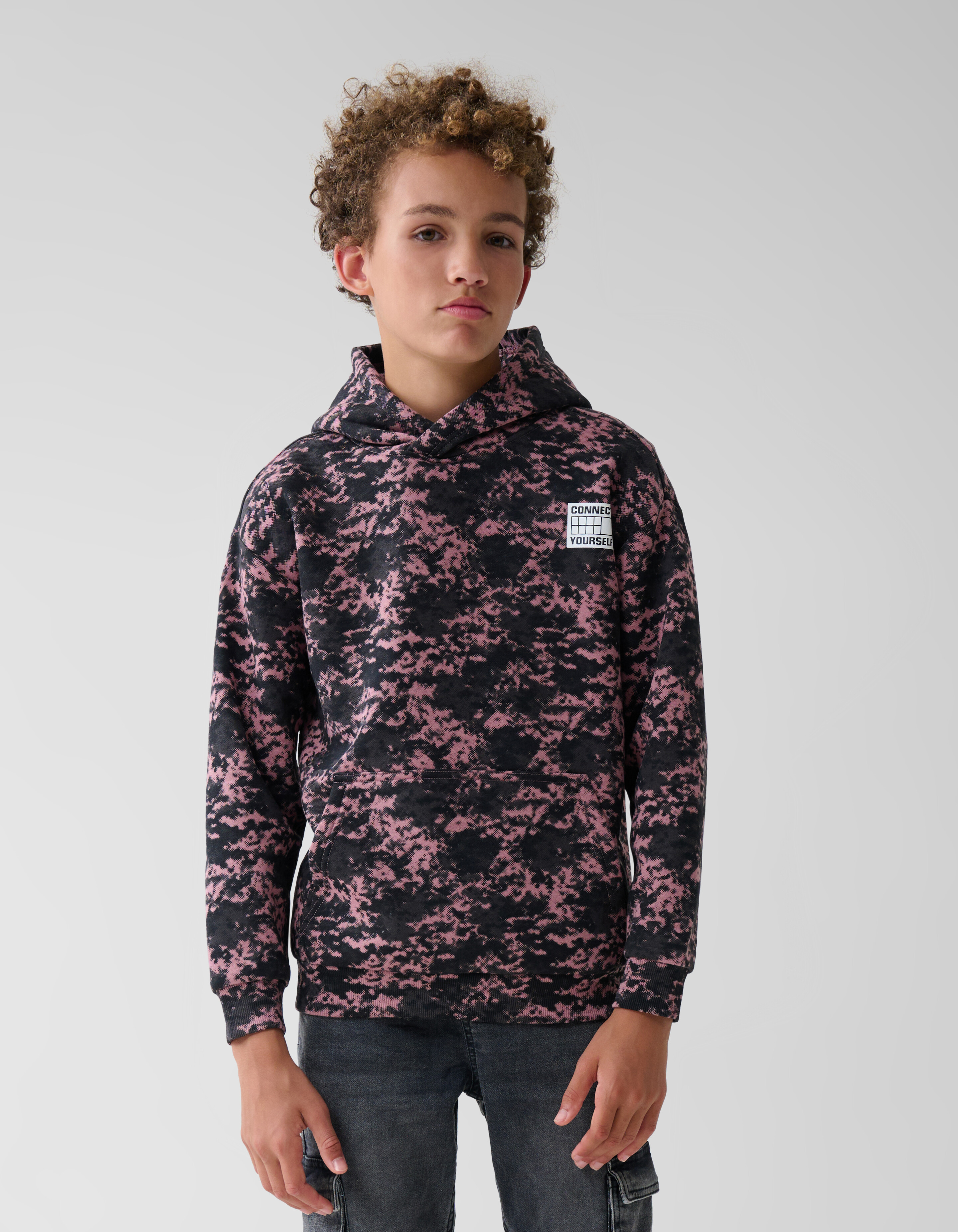 Printed Hoodie Donkerroze SHOEBY BOYS