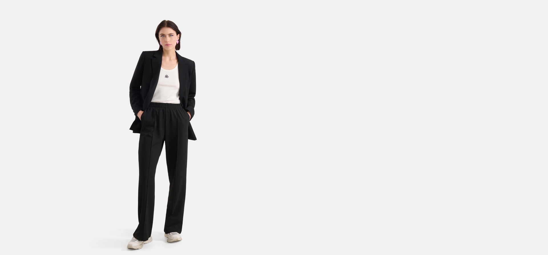 Basis Wide Leg Broek Zwart SHOEBY WOMEN