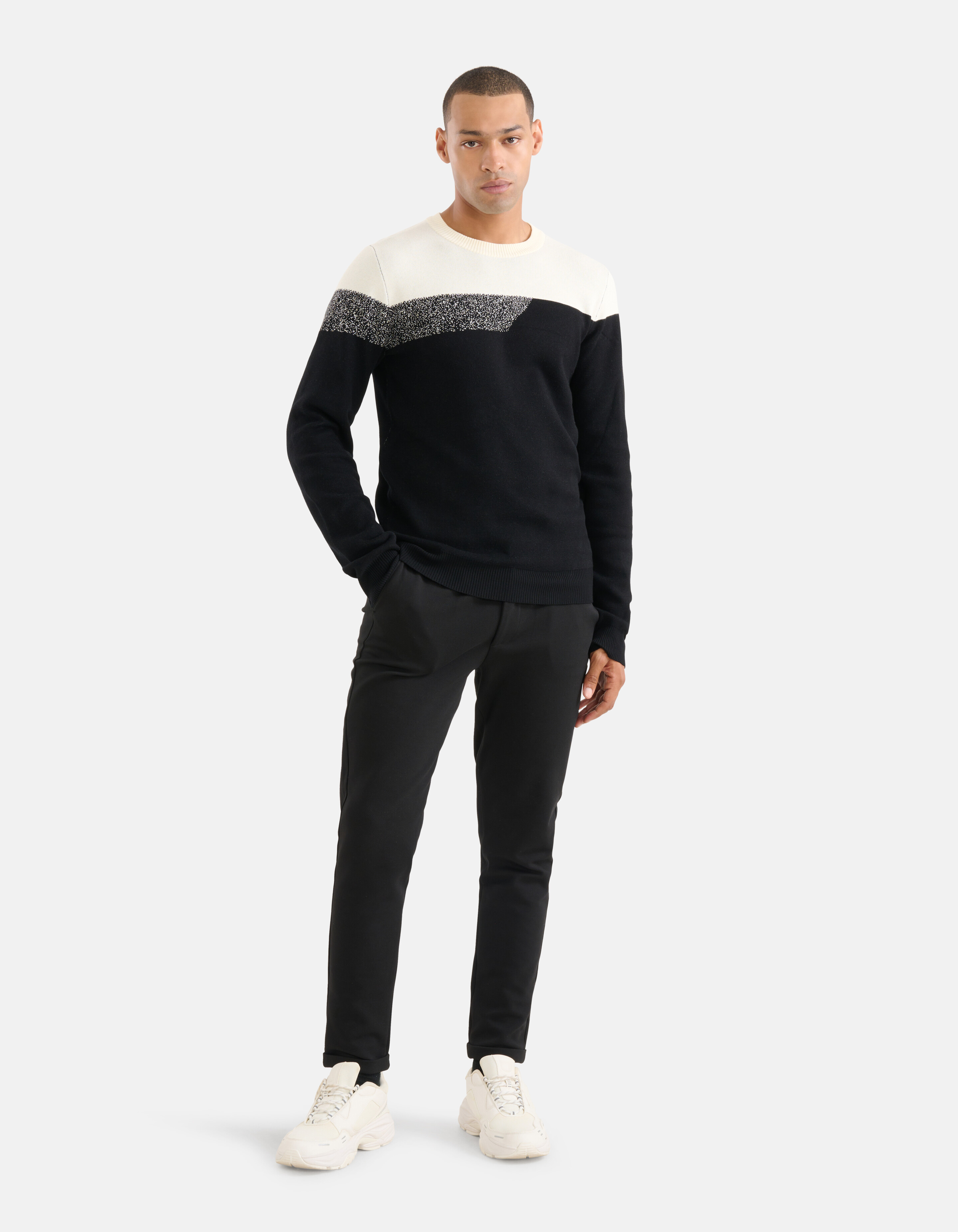 Colorblock Trui Zwart SHOEBY MEN