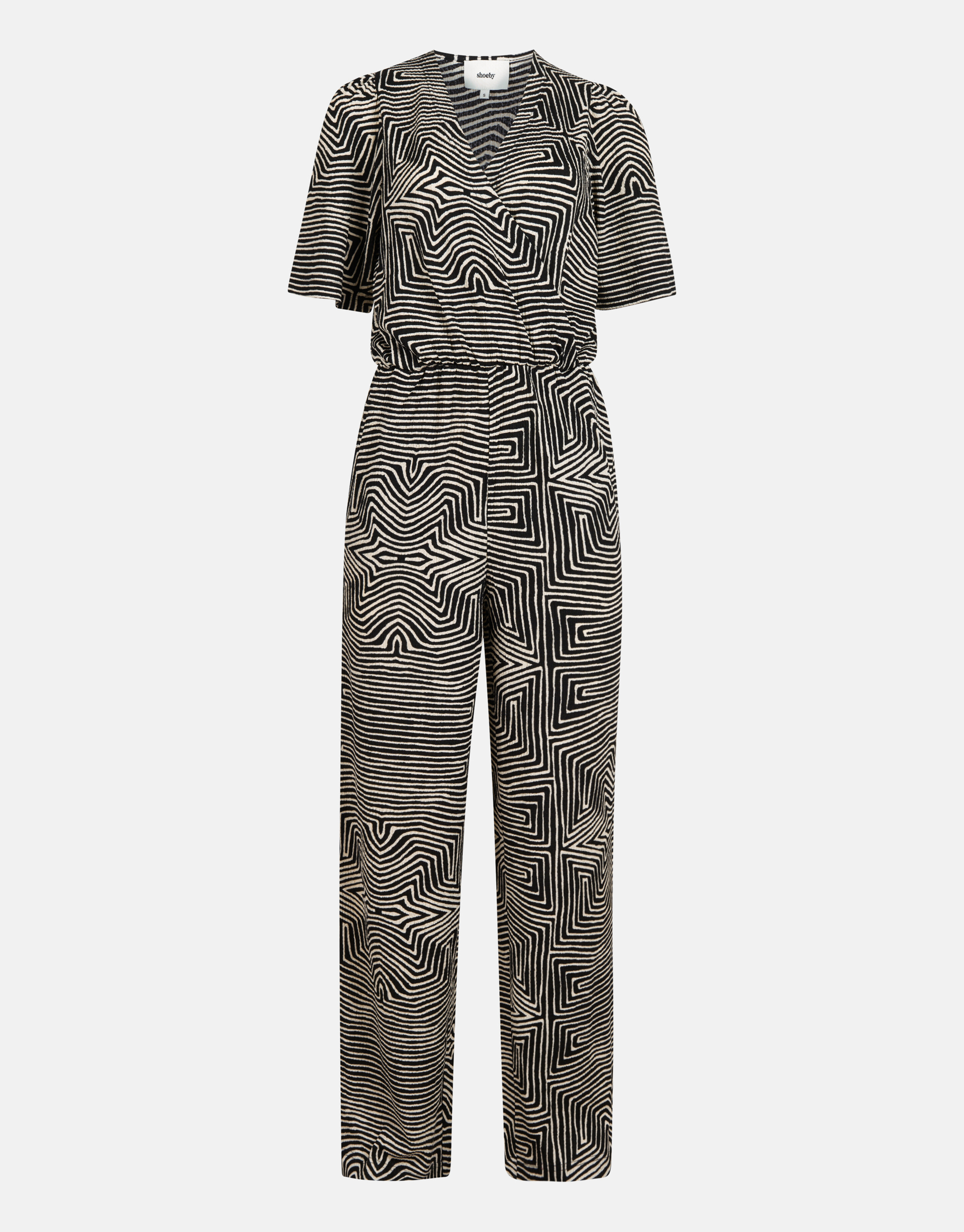 Crinkle Jumpsuit Zwart/Gebroken Wit SHOEBY WOMEN