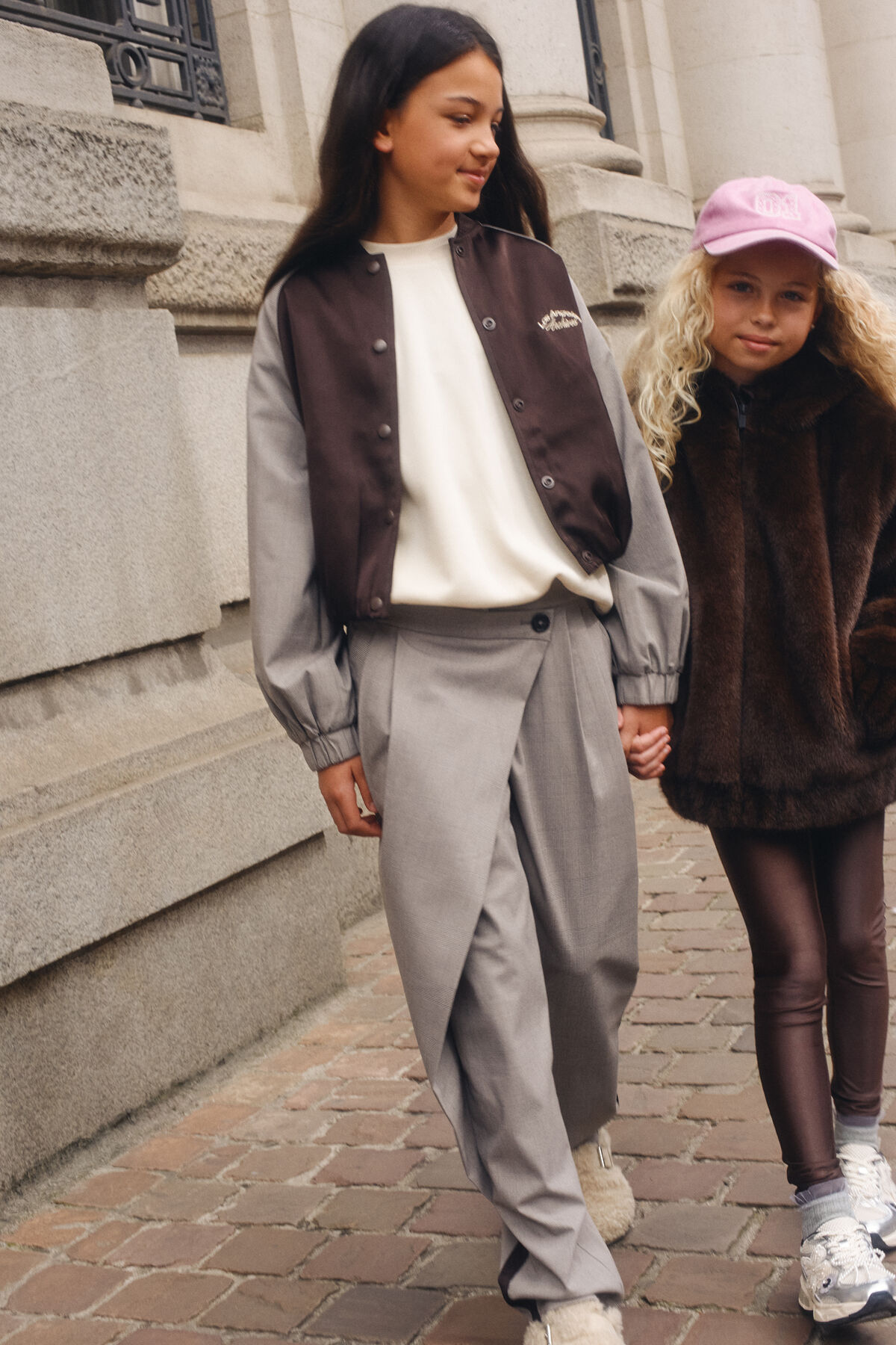 Asymmetrische Ruiten Pantalon Grijs SHOEBY GIRLS