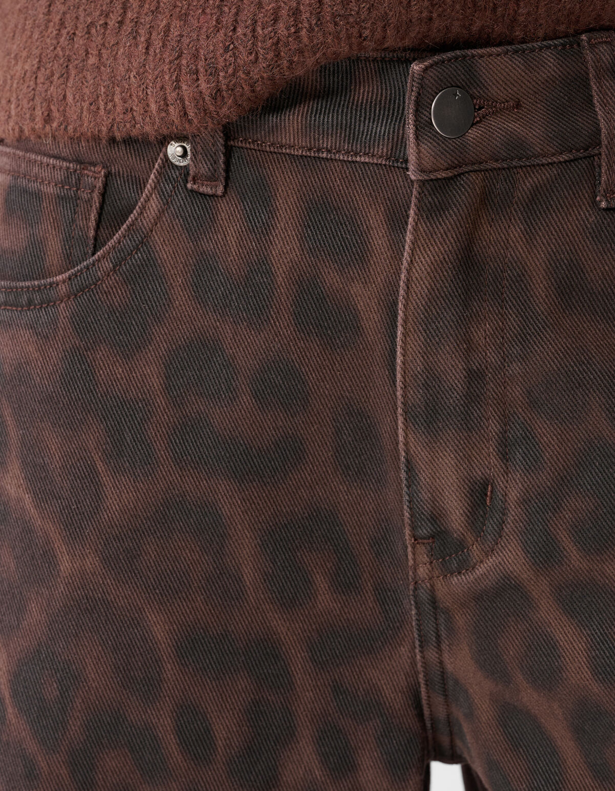 Leopard Print Baggy Fit Jeans Donkerbruin SHOEBY WOMEN