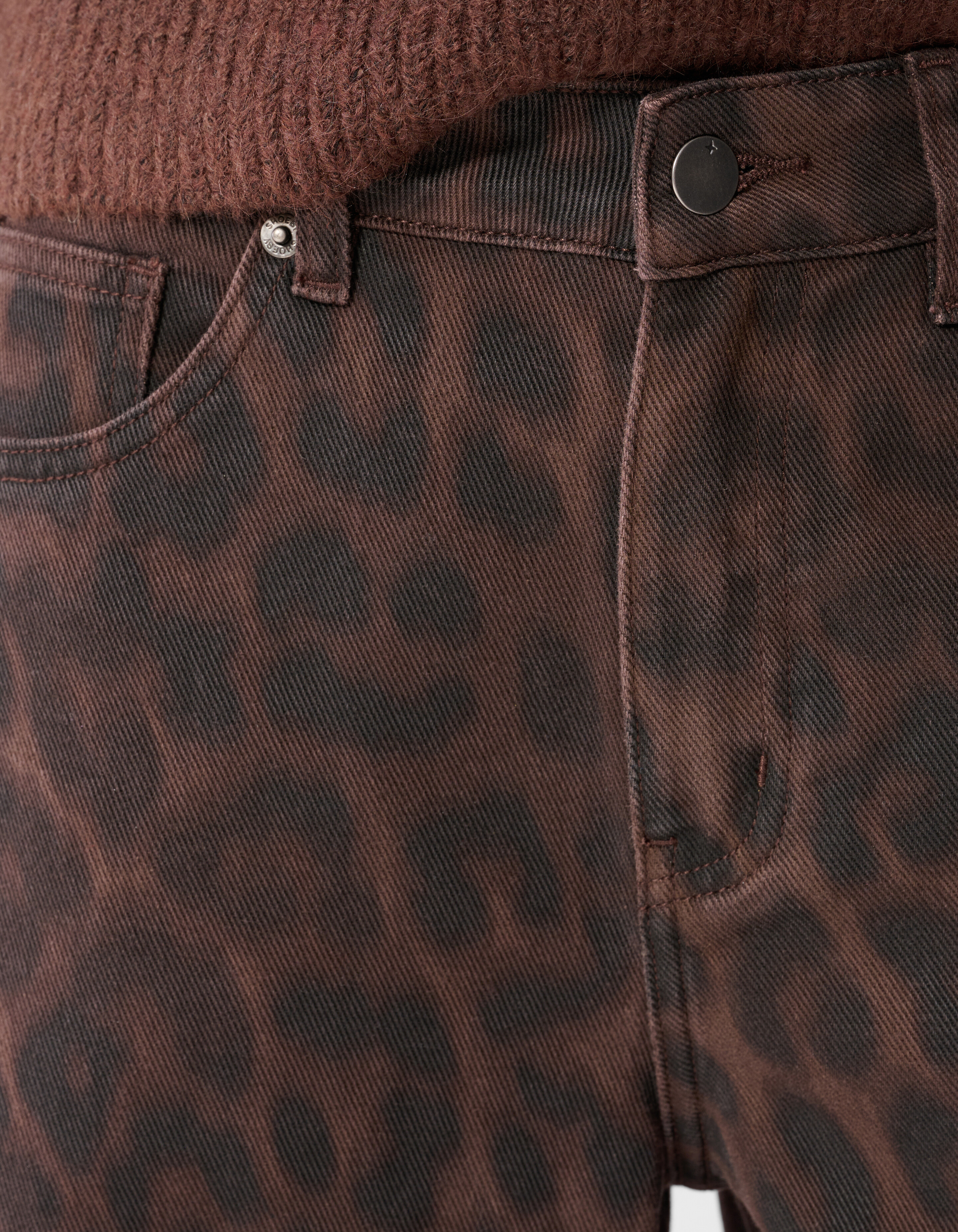 Leopard Print Baggy Fit Jeans Donkerbruin SHOEBY WOMEN