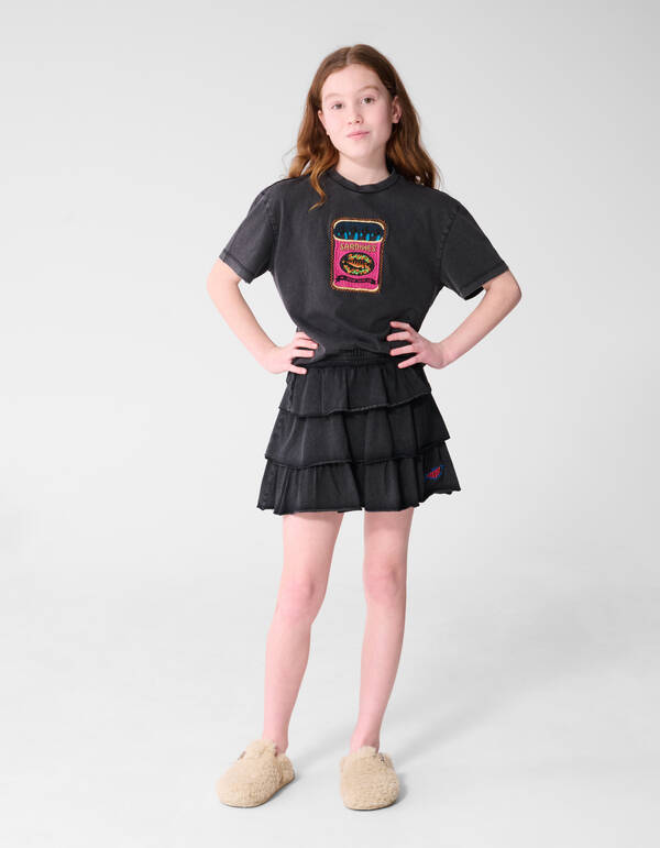 Fish Embroidery T-shirt Donkergrijs SHOEBY GIRLS