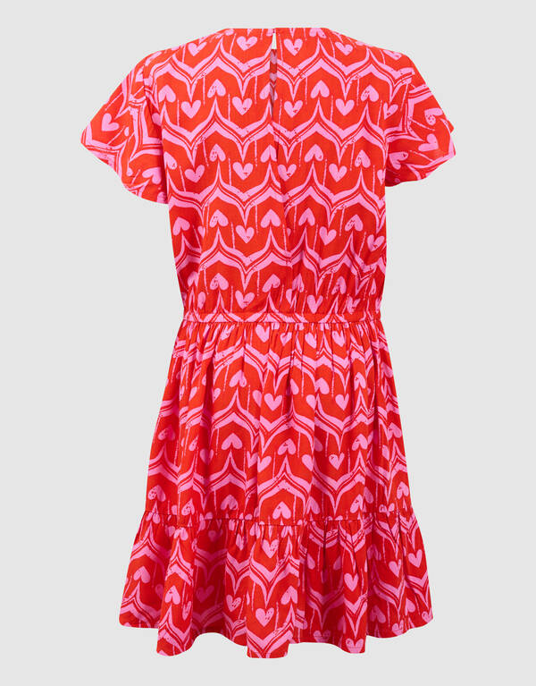Heart Print Mini Jurk Roze SHOEBY GIRLS
