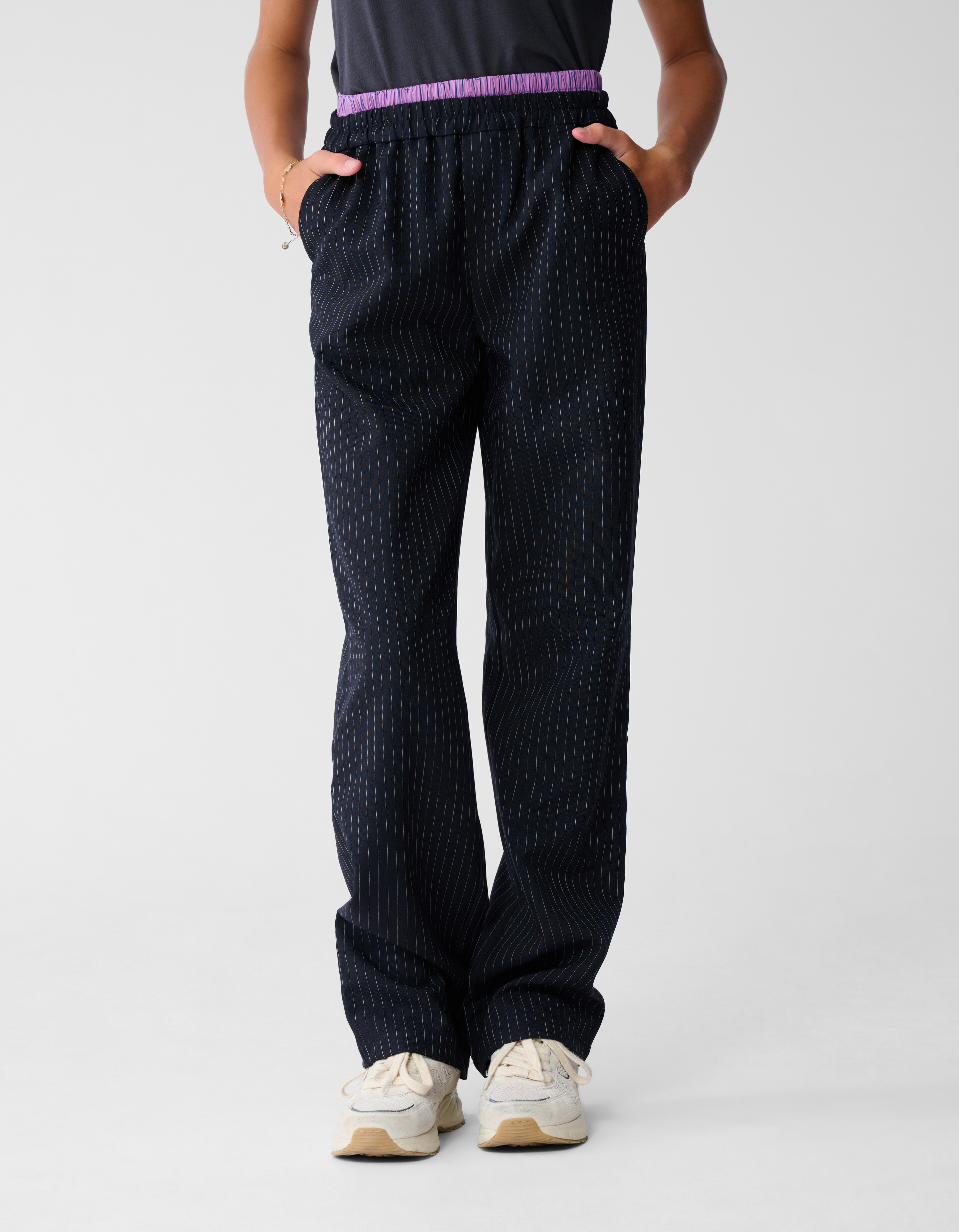 Smiley Pinstripe Broek Donkerblauw SHOEBY GIRLS