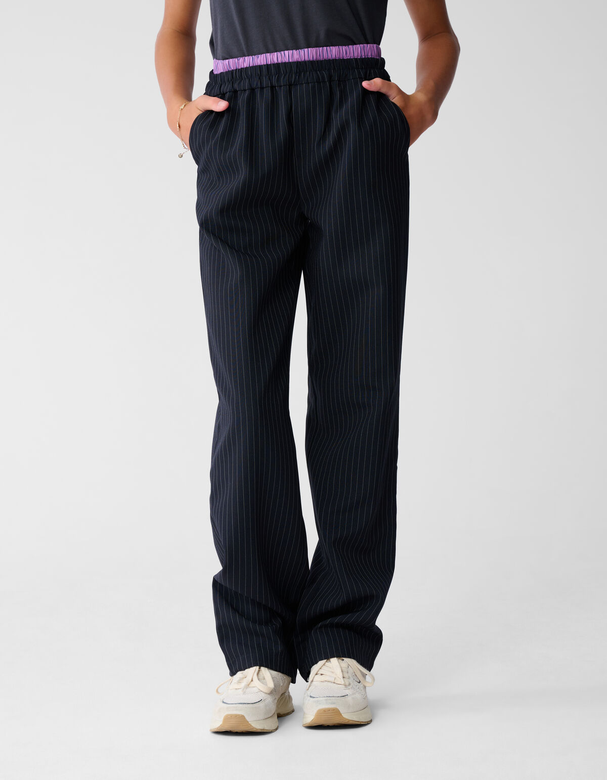 Smiley Pinstripe Broek Donkerblauw SHOEBY GIRLS