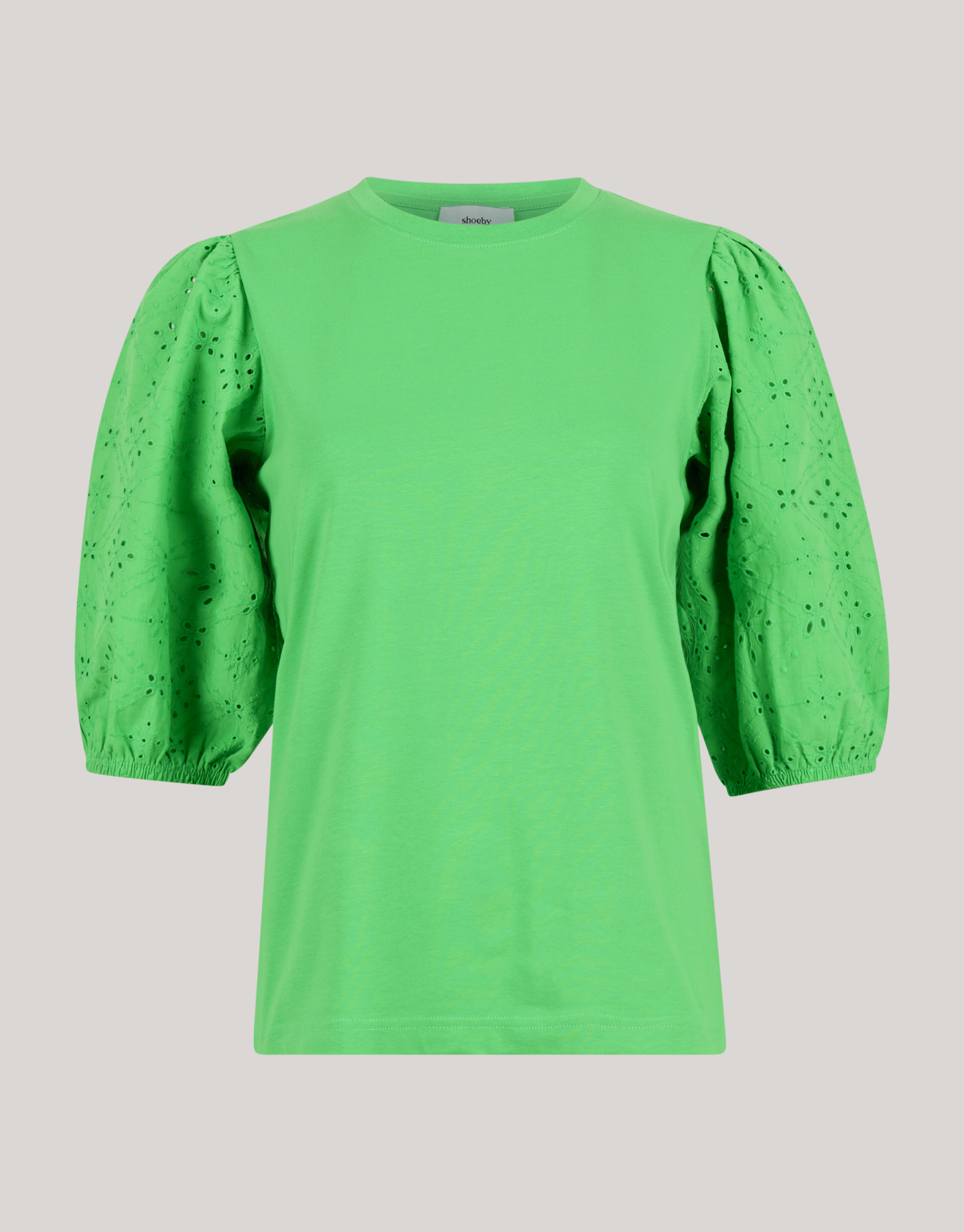 Embroidery Pofmouw T-shirt Groen SHOEBY WOMEN