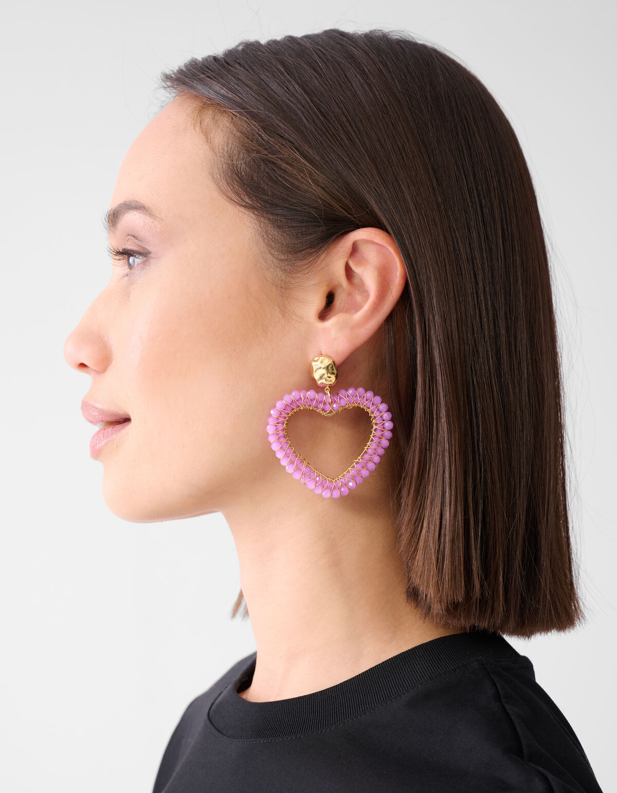 Beaded Heart Oorbellen Roze SHOEBY ACCESSOIRES