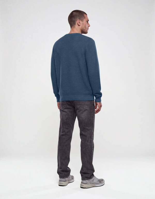 Rib Gebreide Trui Donkerblauw SHOEBY MEN